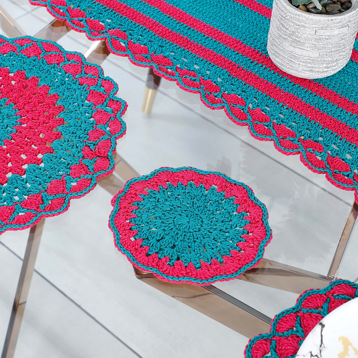 Handmade Table Runner, Placemats & Coasters Set - 10490 Multi