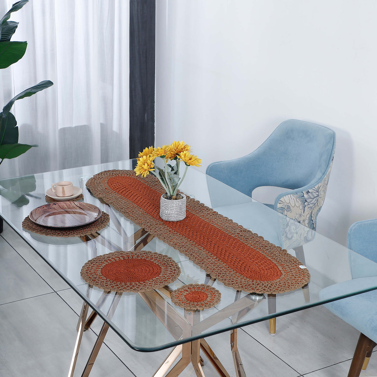 Handmade Table Runner, Placemats & Coasters Set - 10491 Multi