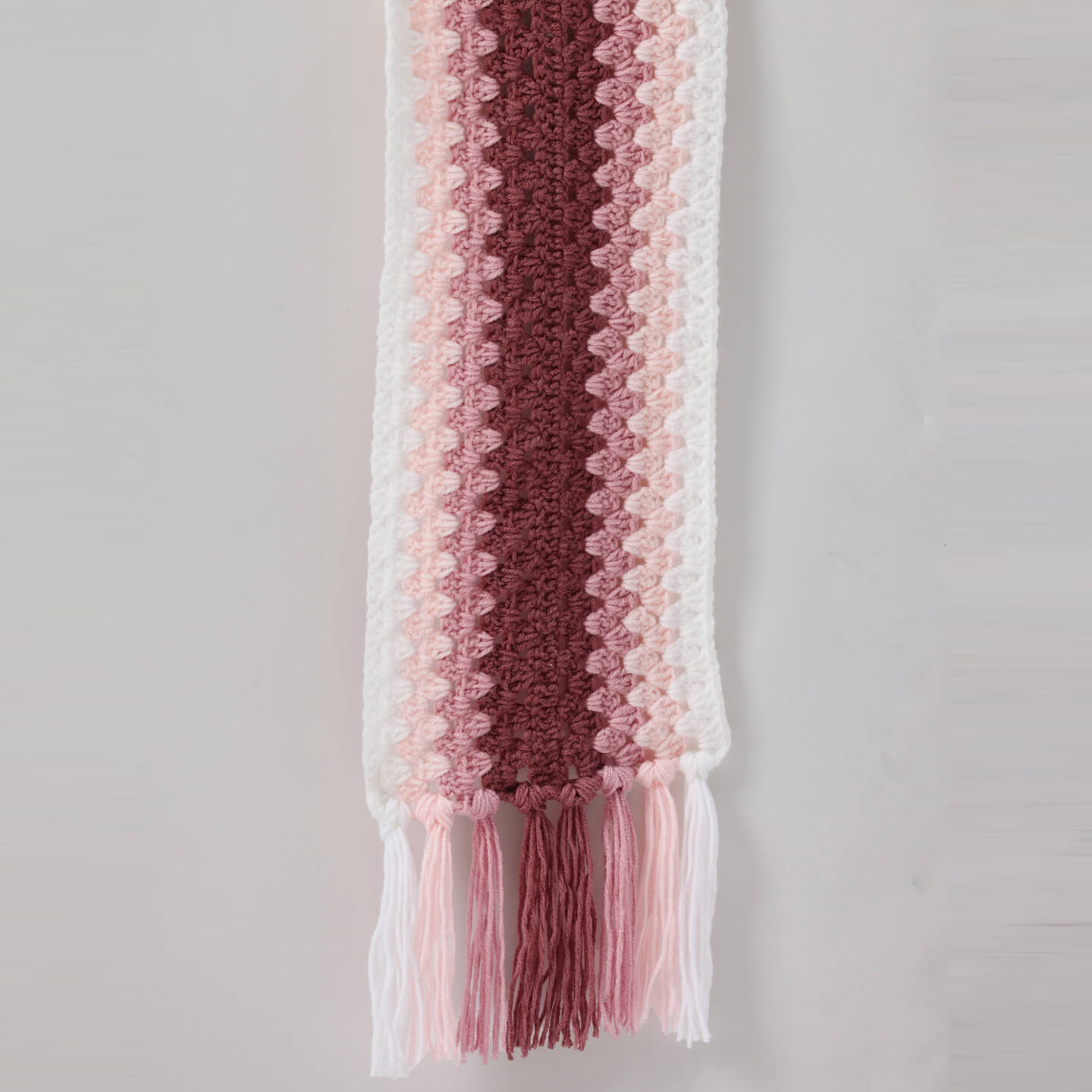 Pink Handmade Wave Pattern Crochet Scarf - 10492