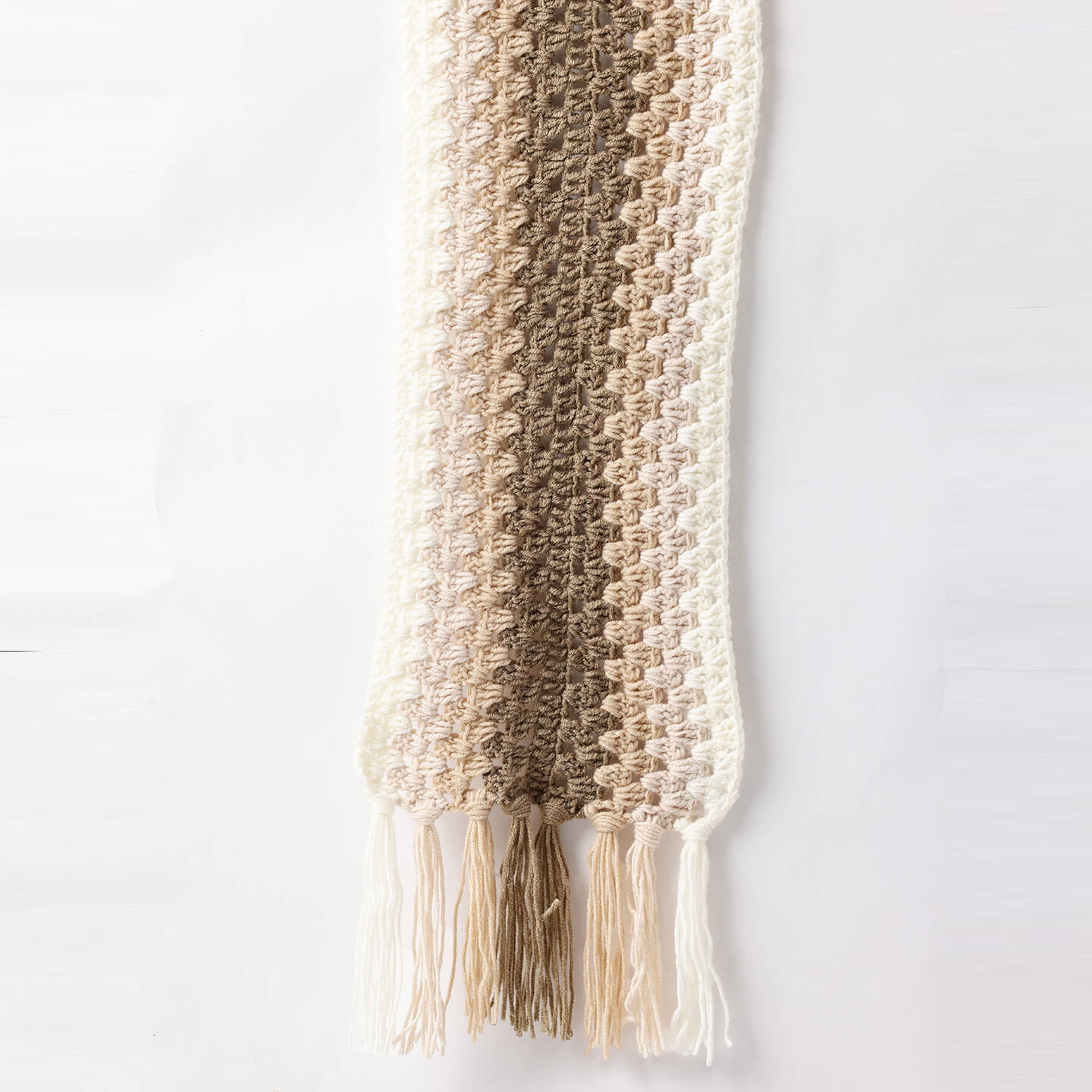 Brown Handmade Wave Pattern Crochet Scarf - 10494