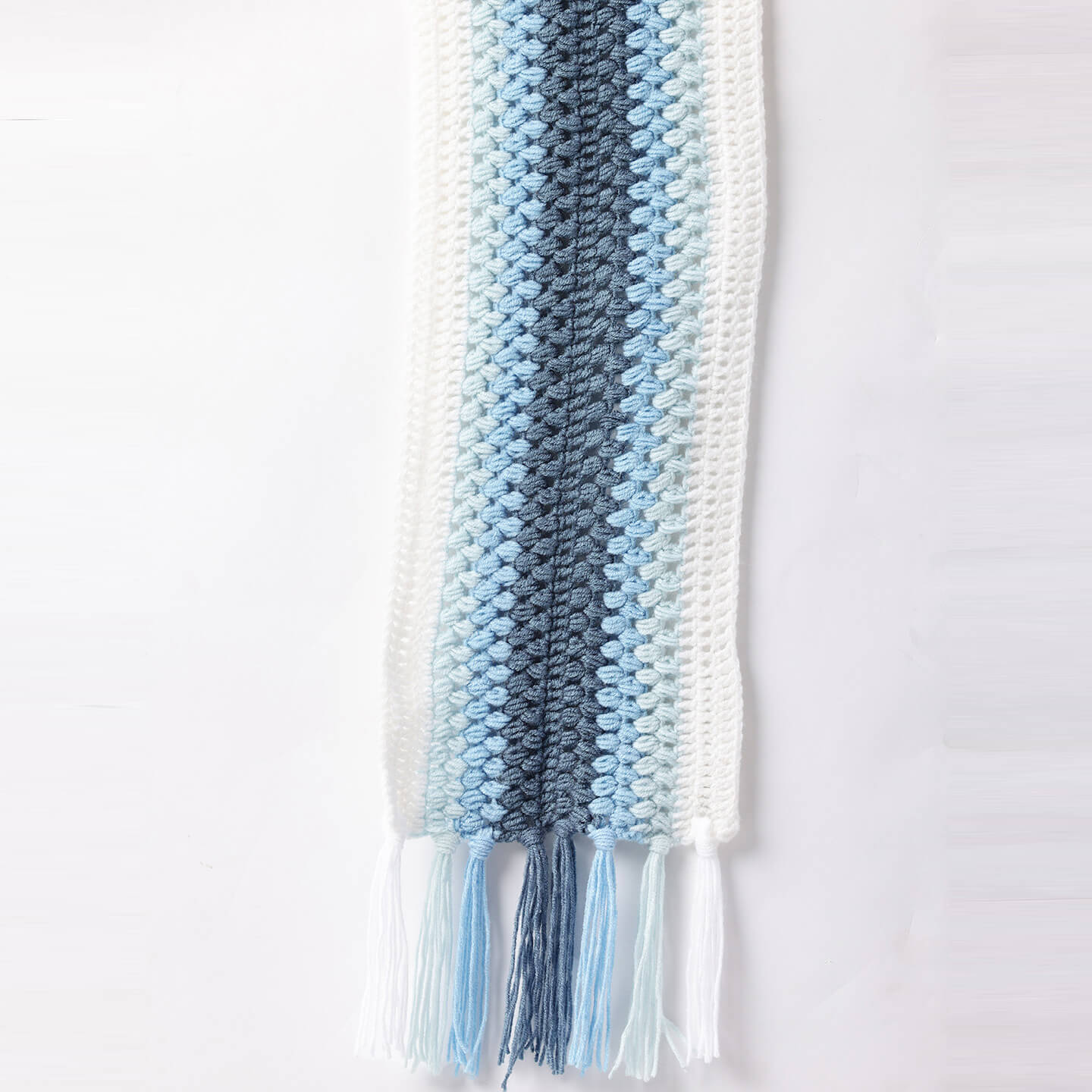 Blue Handmade Wave Pattern Crochet Scrf - 10496