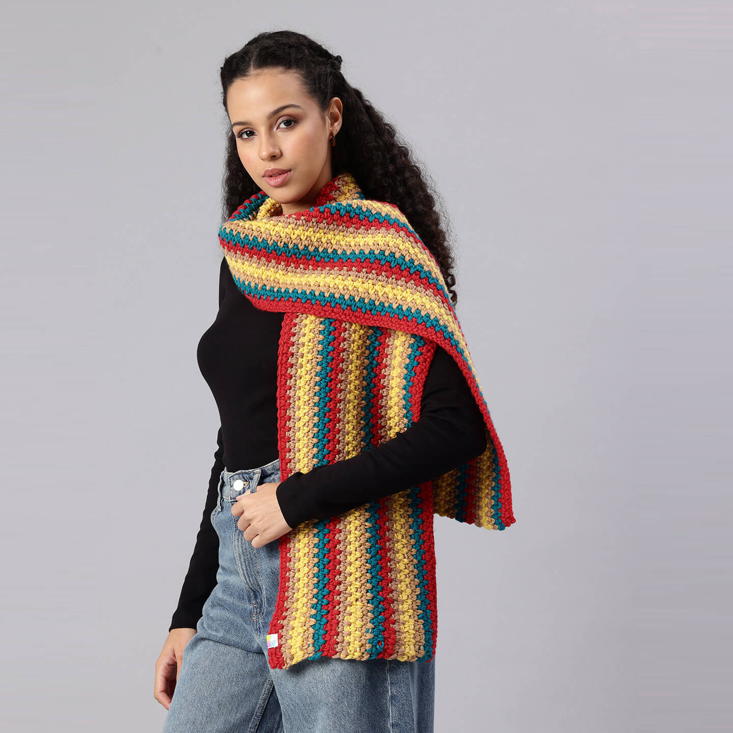 Handmade Multicolor Crochet Scarf - 10497