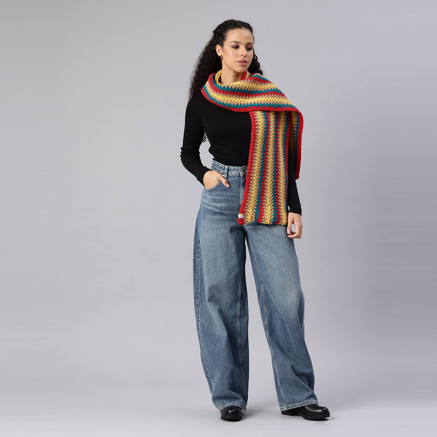 Handmade Multicolor Crochet Scarf - 10497