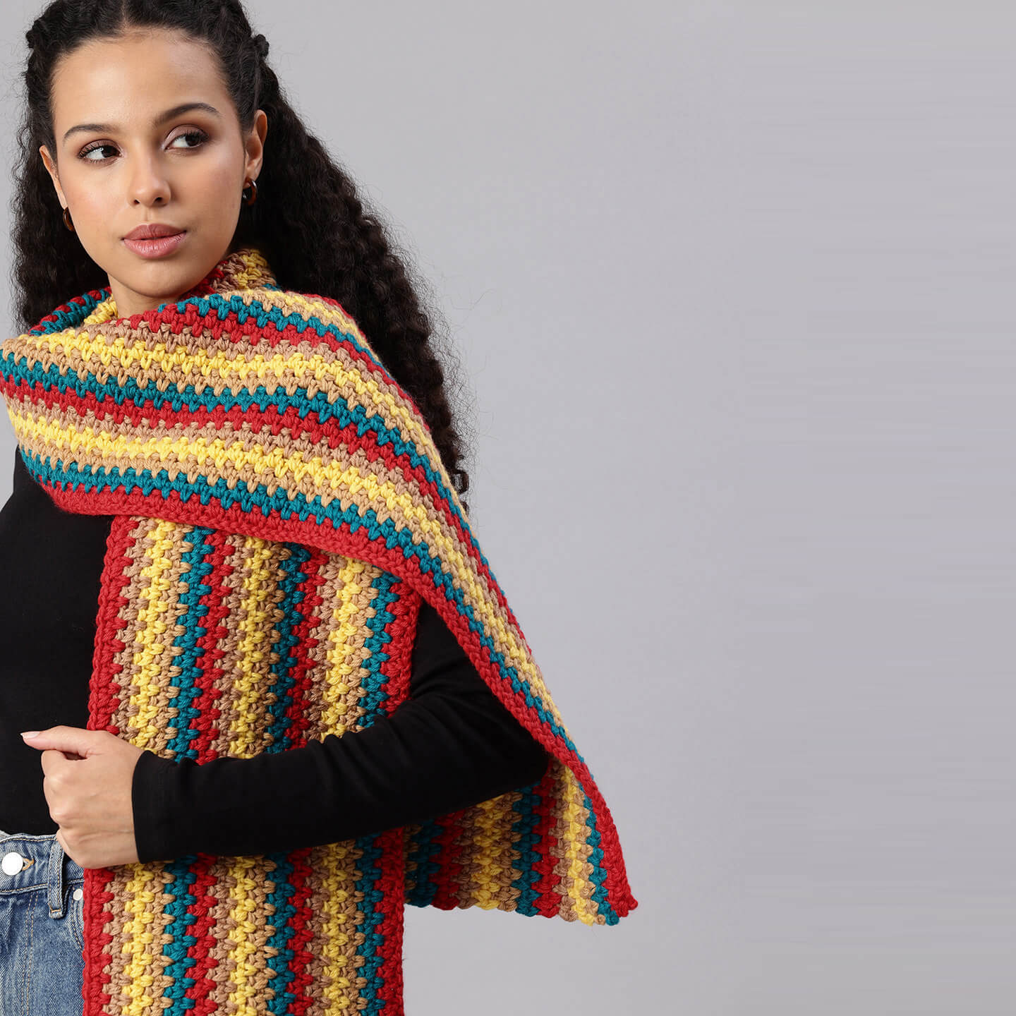 Handmade Multicolor Crochet Scarf - 10497