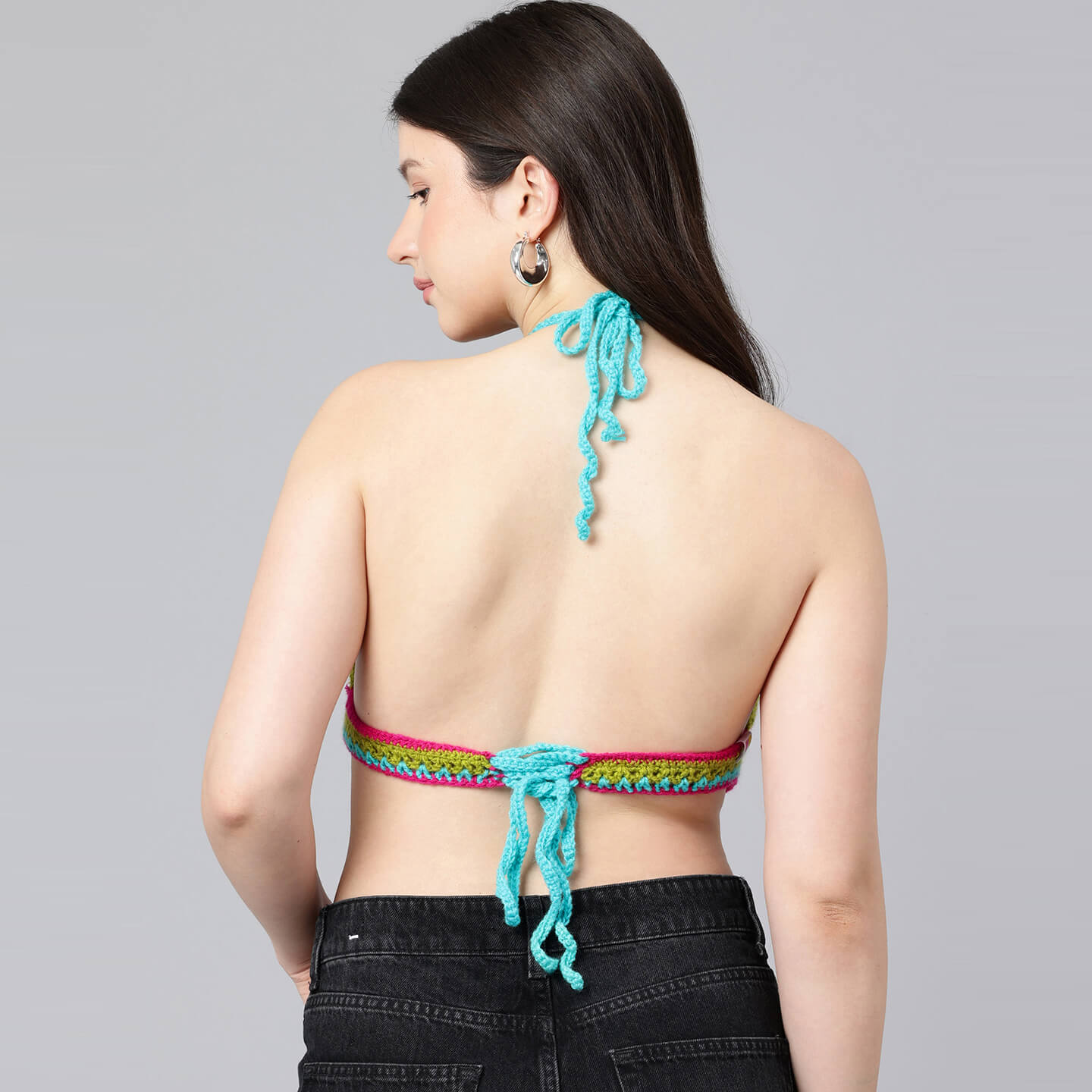 Summer Crochet Bralette Tie Back Sleeveless Top - Multicolor 10577