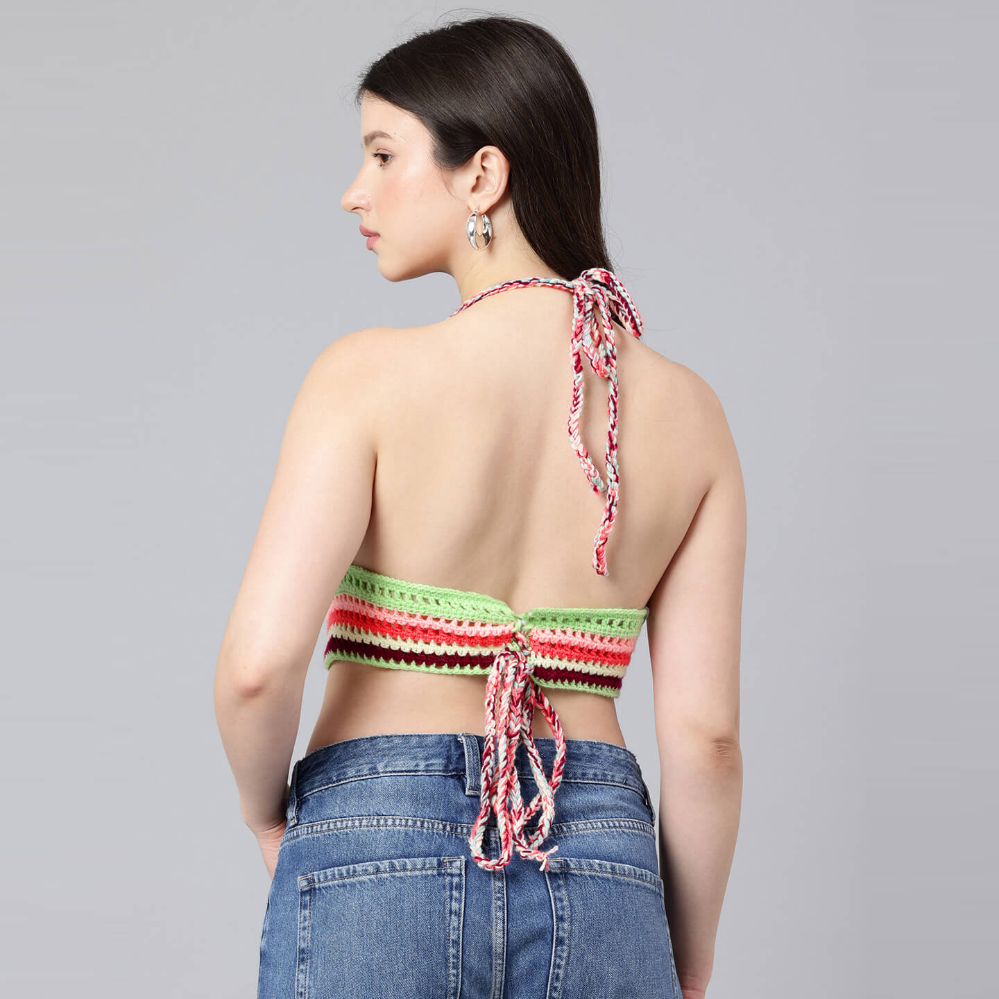 Summer Crochet Bralette Tie Back Sleeveless Top - Multicolor 10578