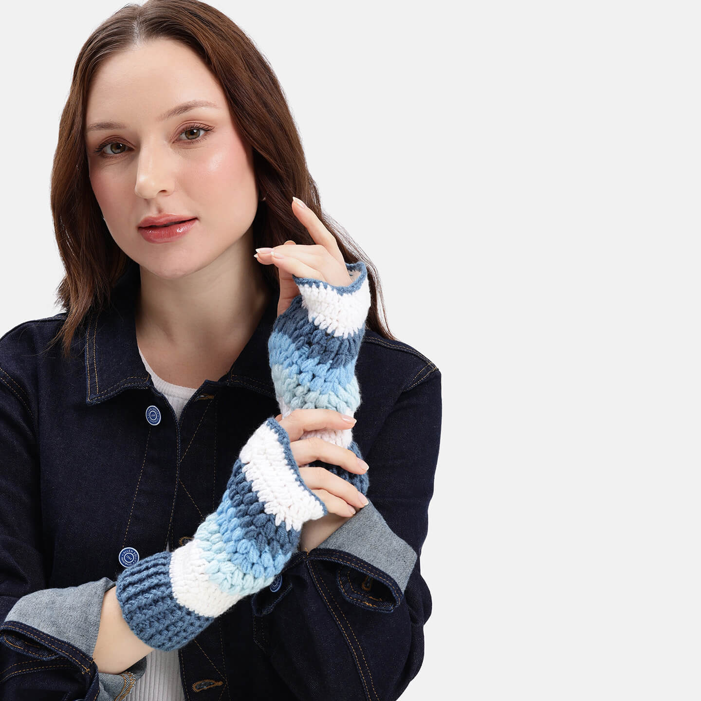 Multi Colored Fingerless Mittens - 10580