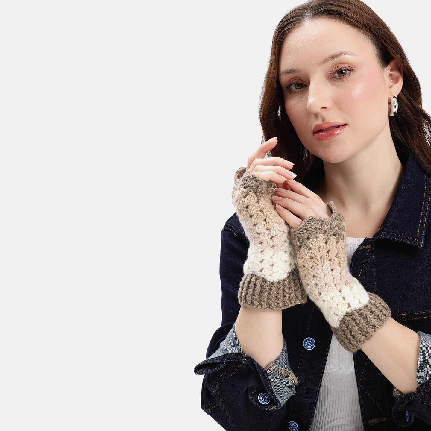 Multi Colored Fingerless Mittens - 10581