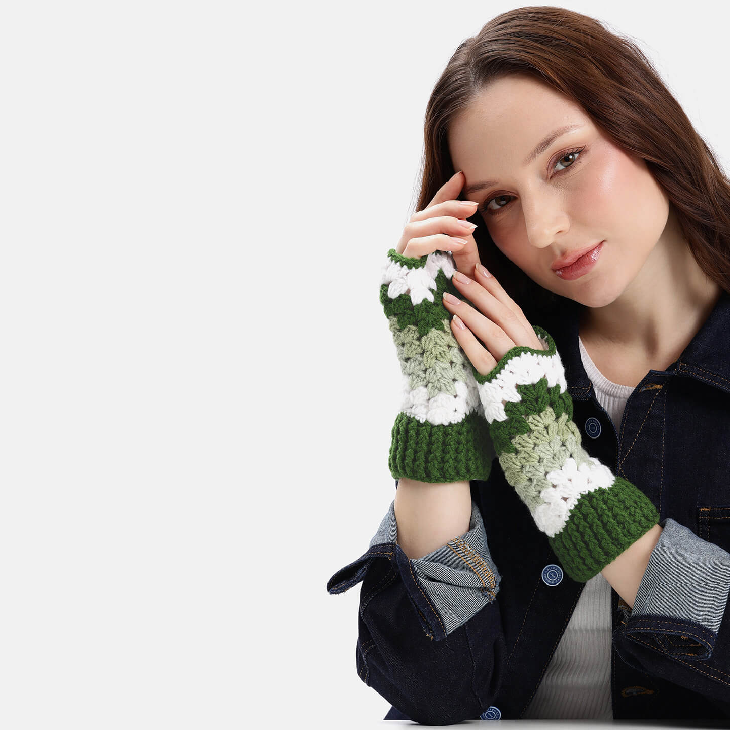 Multi Colored Fingerless Mittens - 10582