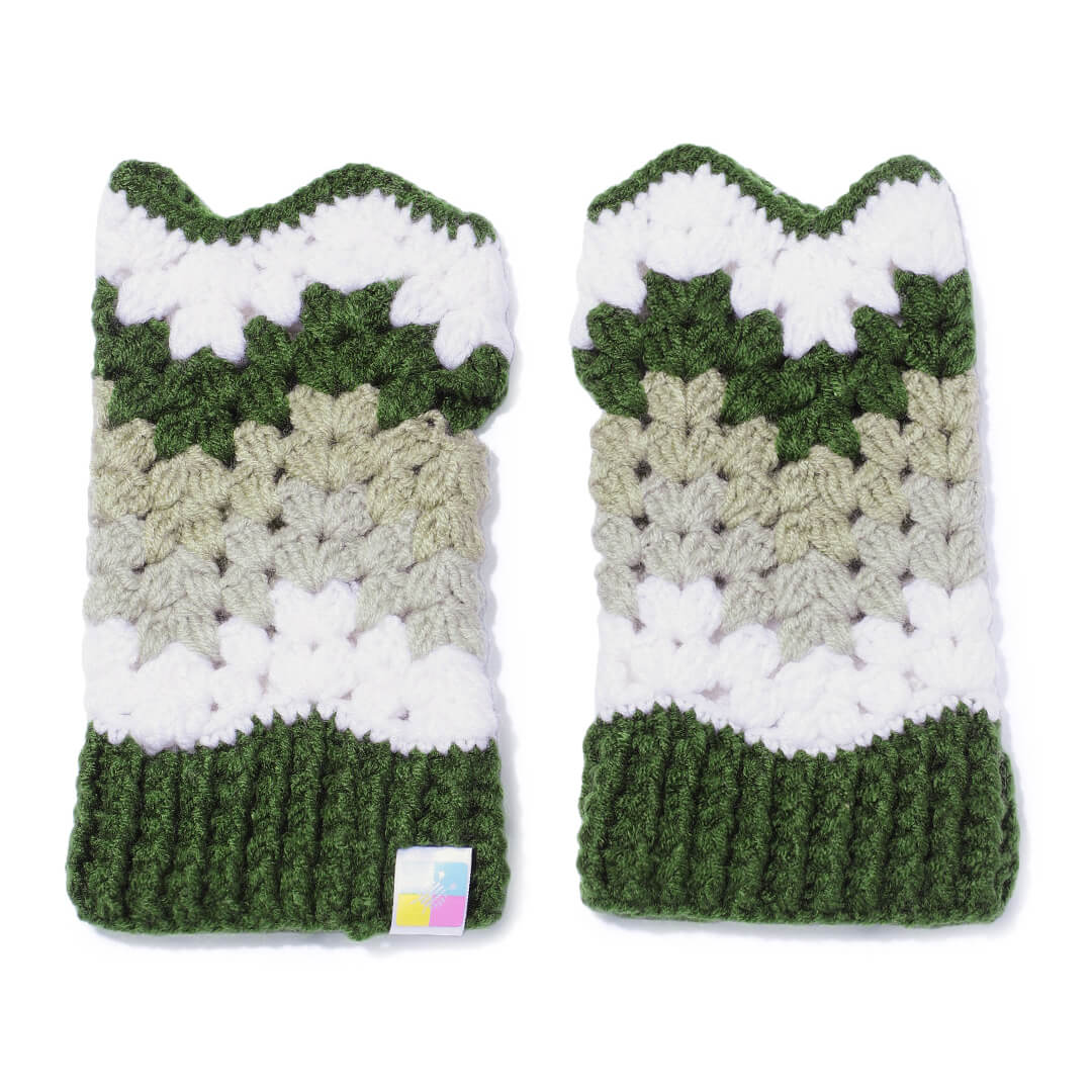Multi Colored Fingerless Mittens - 10582