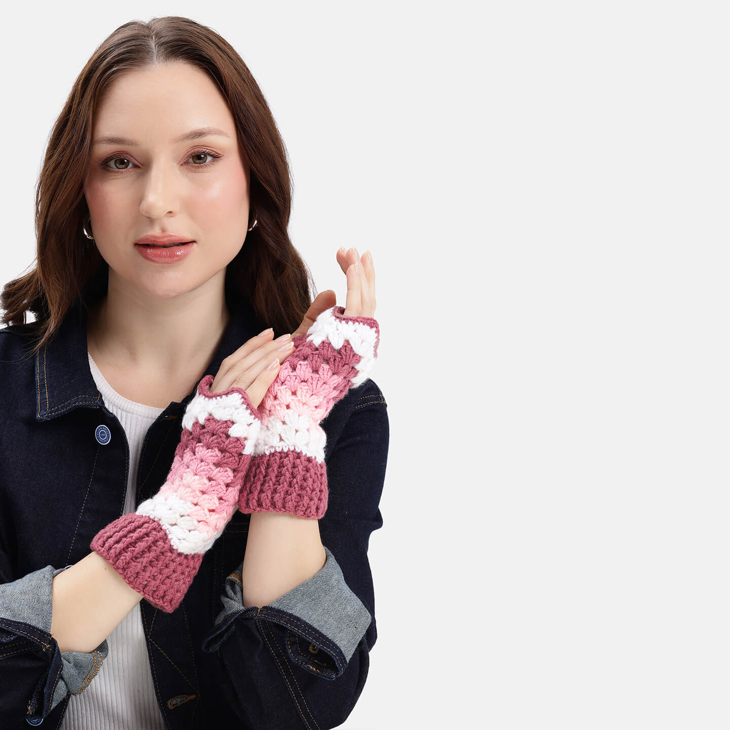 Multi Colored Fingerless Mittens - 10583