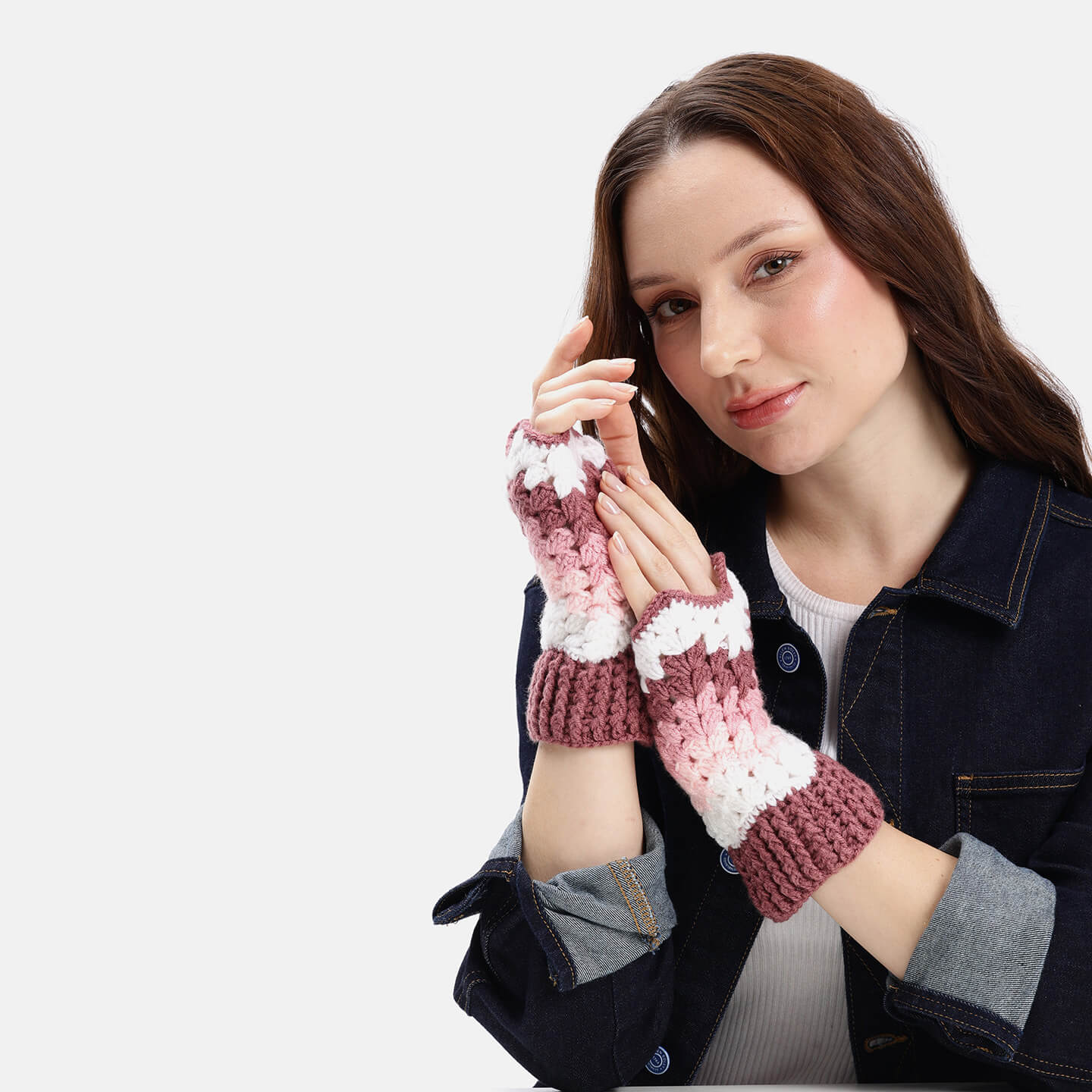 Multi Colored Fingerless Mittens - 10583