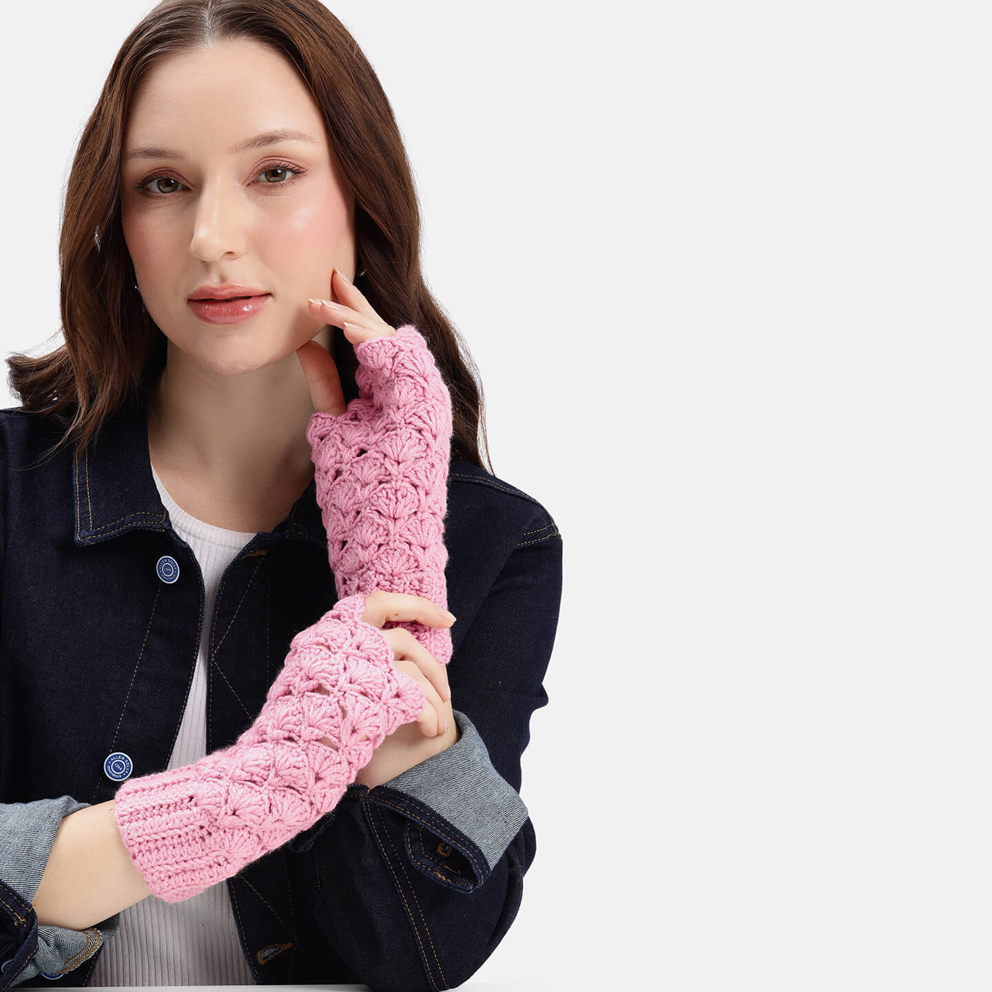 Multi Colored Fingerless Mittens - 10585