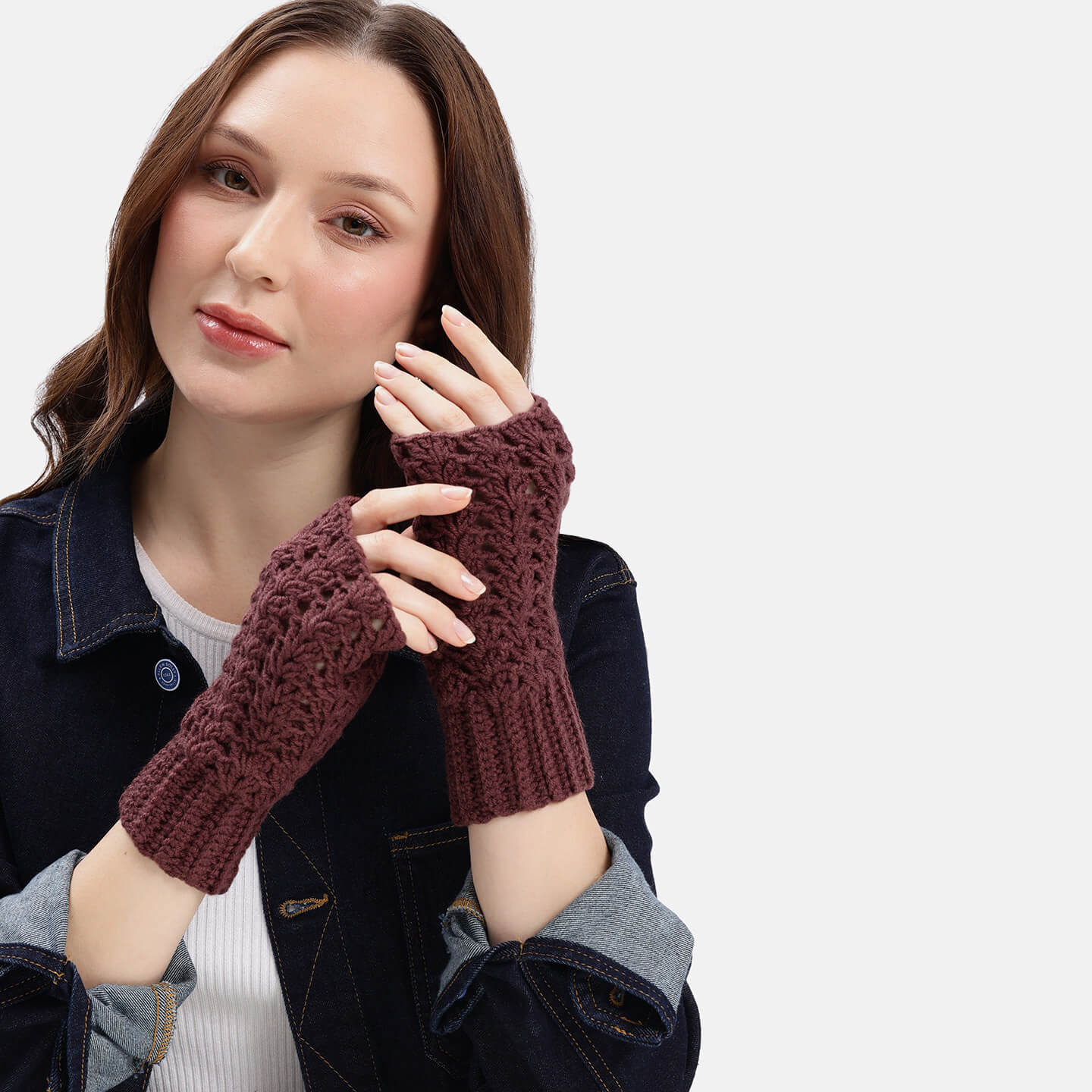Multi Colored Fingerless Mittens - 10586