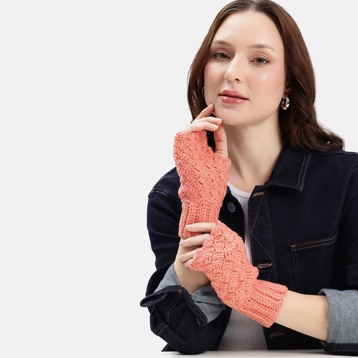 Multi Colored Fingerless Mittens - 10587