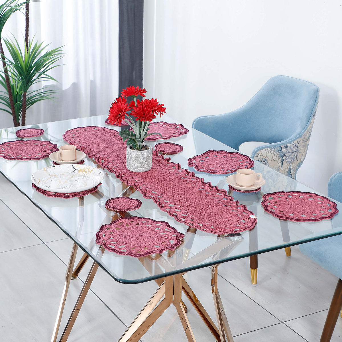 Handmade Table Runner, Placemats & Coasters Set - 10591 Multi