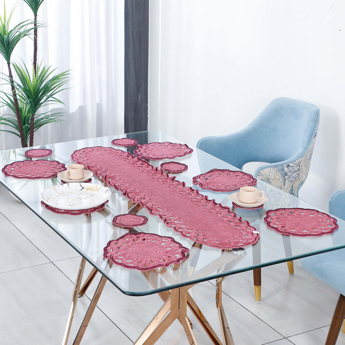 Handmade Table Runner, Placemats & Coasters Set - 10591 Multi