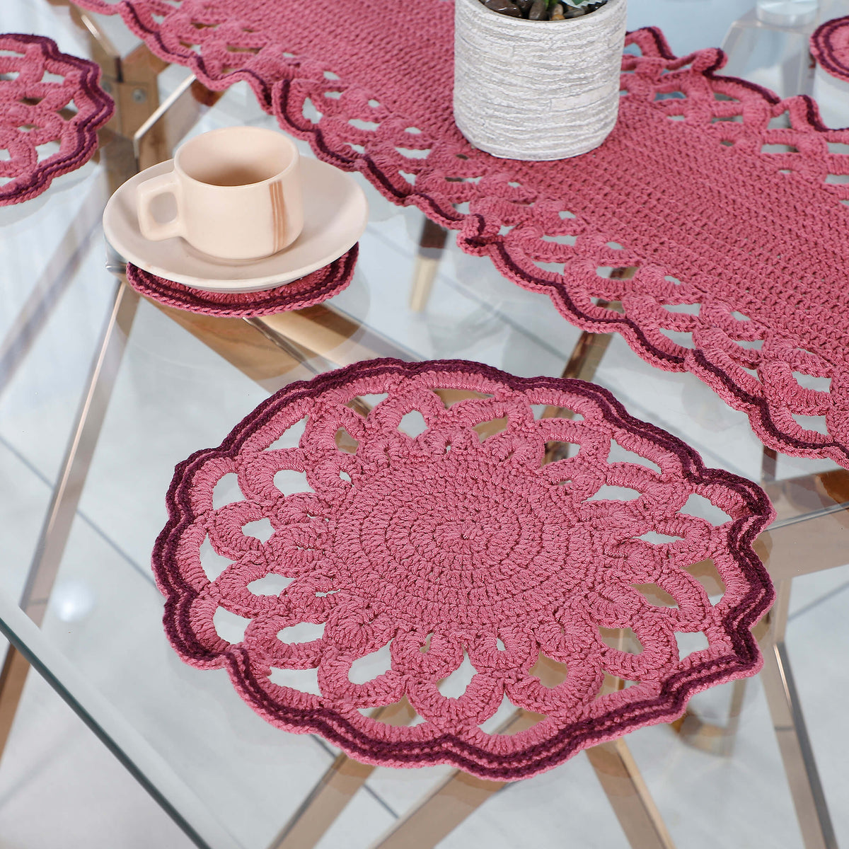 Handmade Table Runner, Placemats & Coasters Set - 10591 Multi