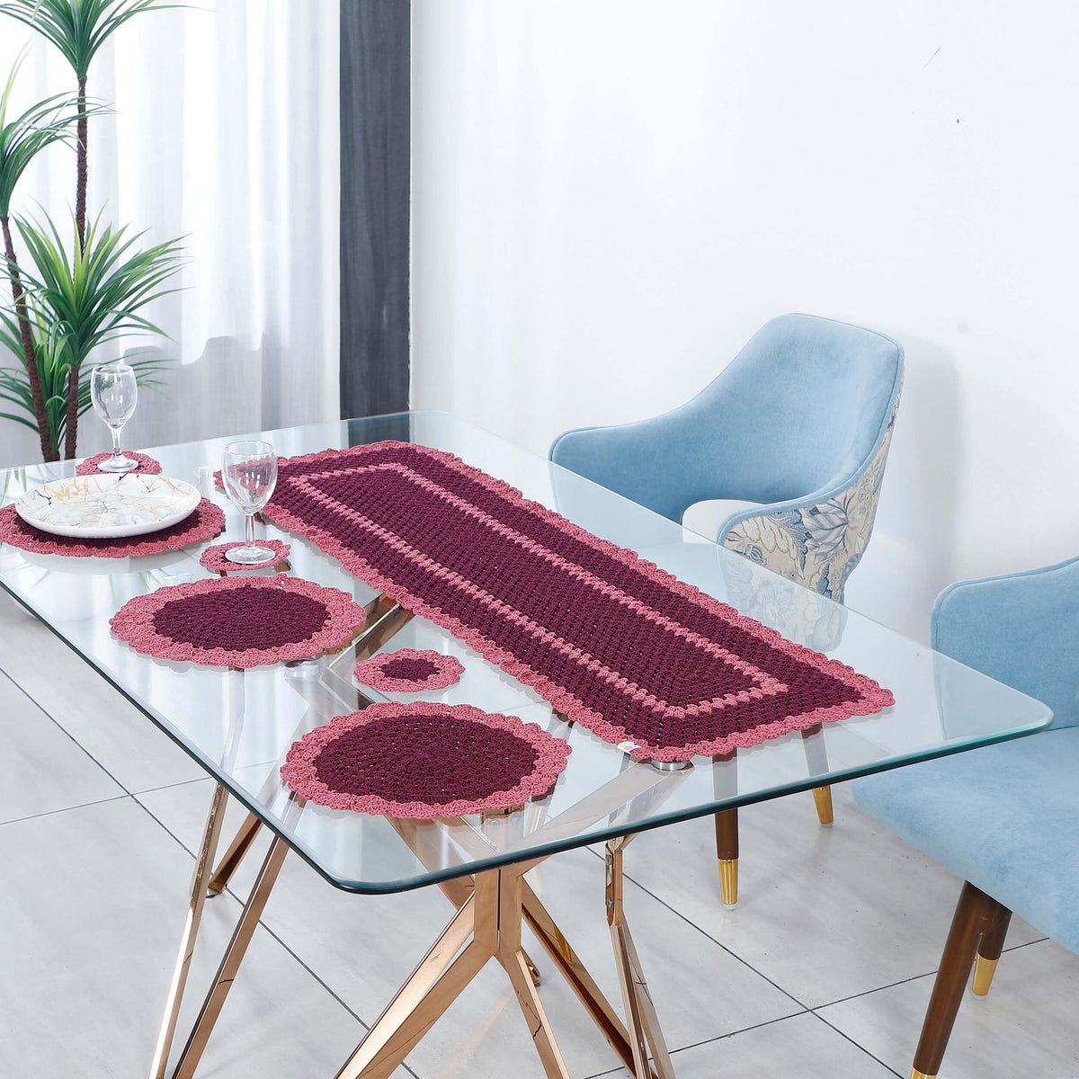 Handmade Table Runner, Placemats & Coasters Set - 10592 Multi
