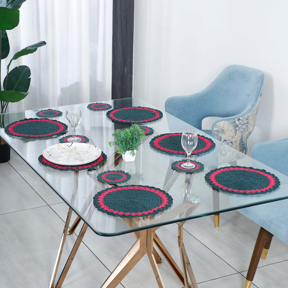 Handmade Placemats & Coasters Set - 10593 Multi