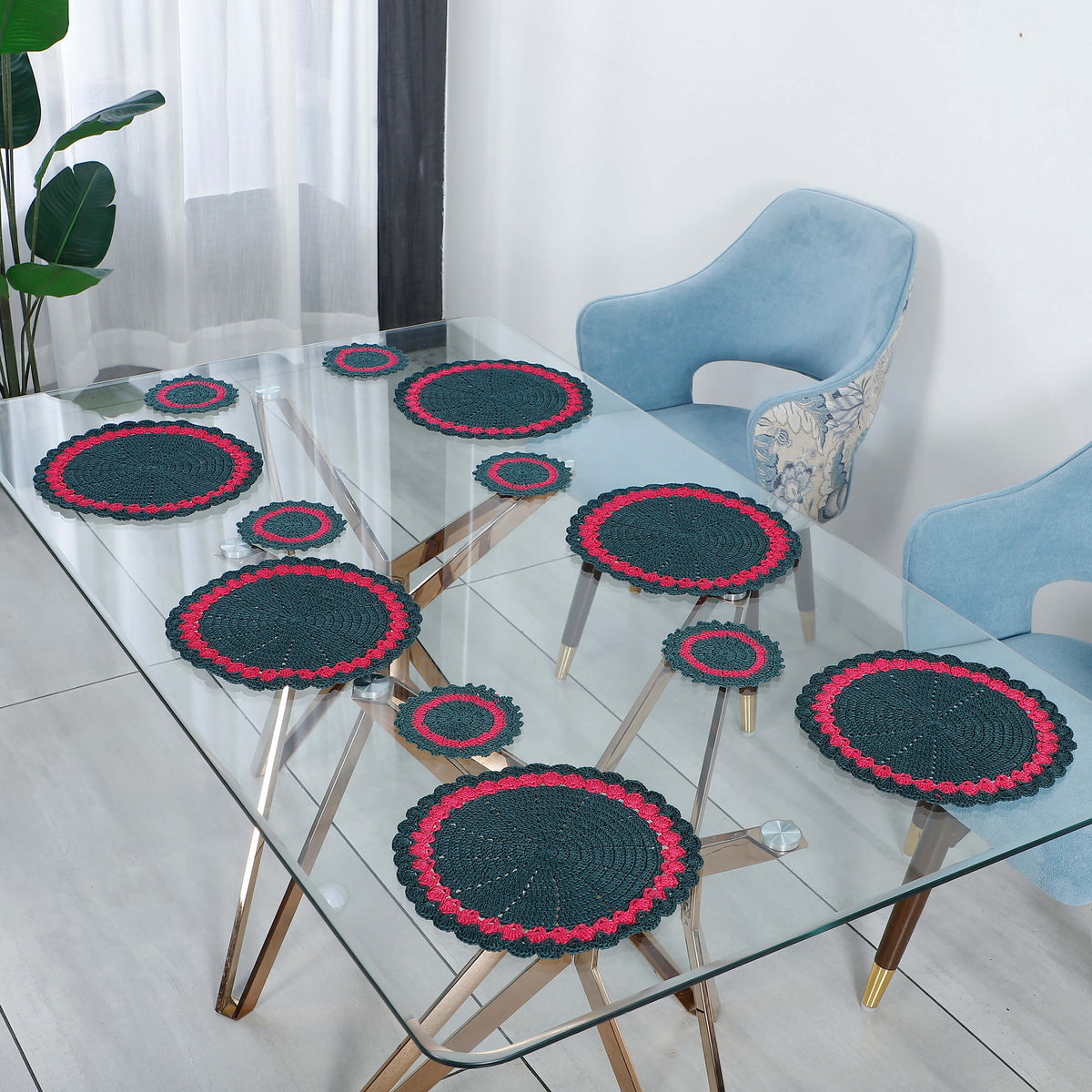 Handmade Placemats & Coasters Set - 10593 Multi