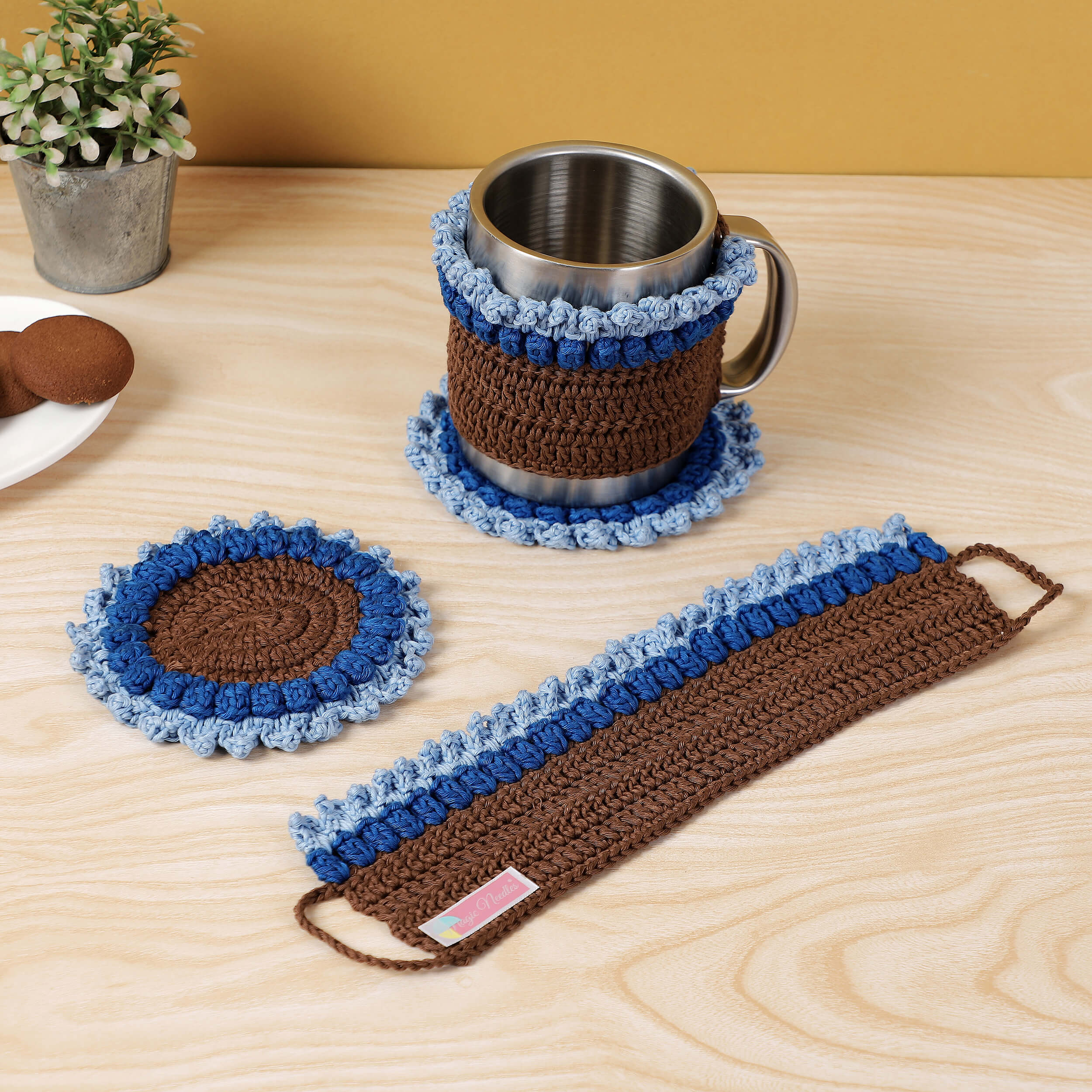 Crochet Cup Cozy and Coaster Set - 10595