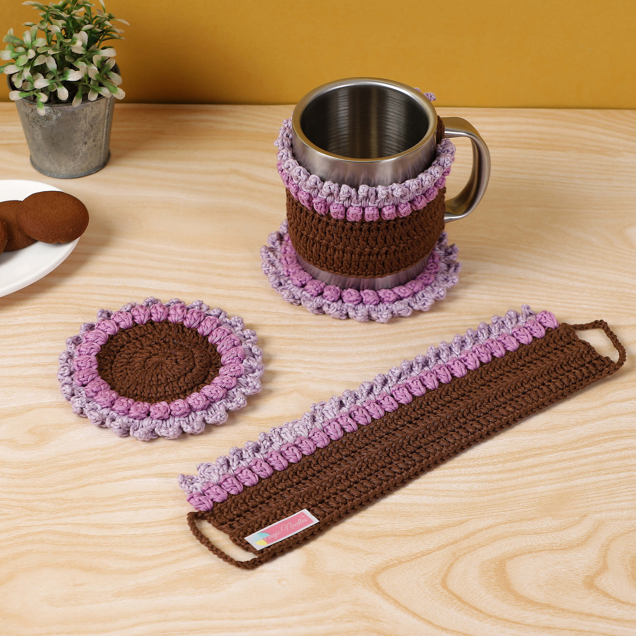 Crochet Cup Cozy and Coaster Set - 10596