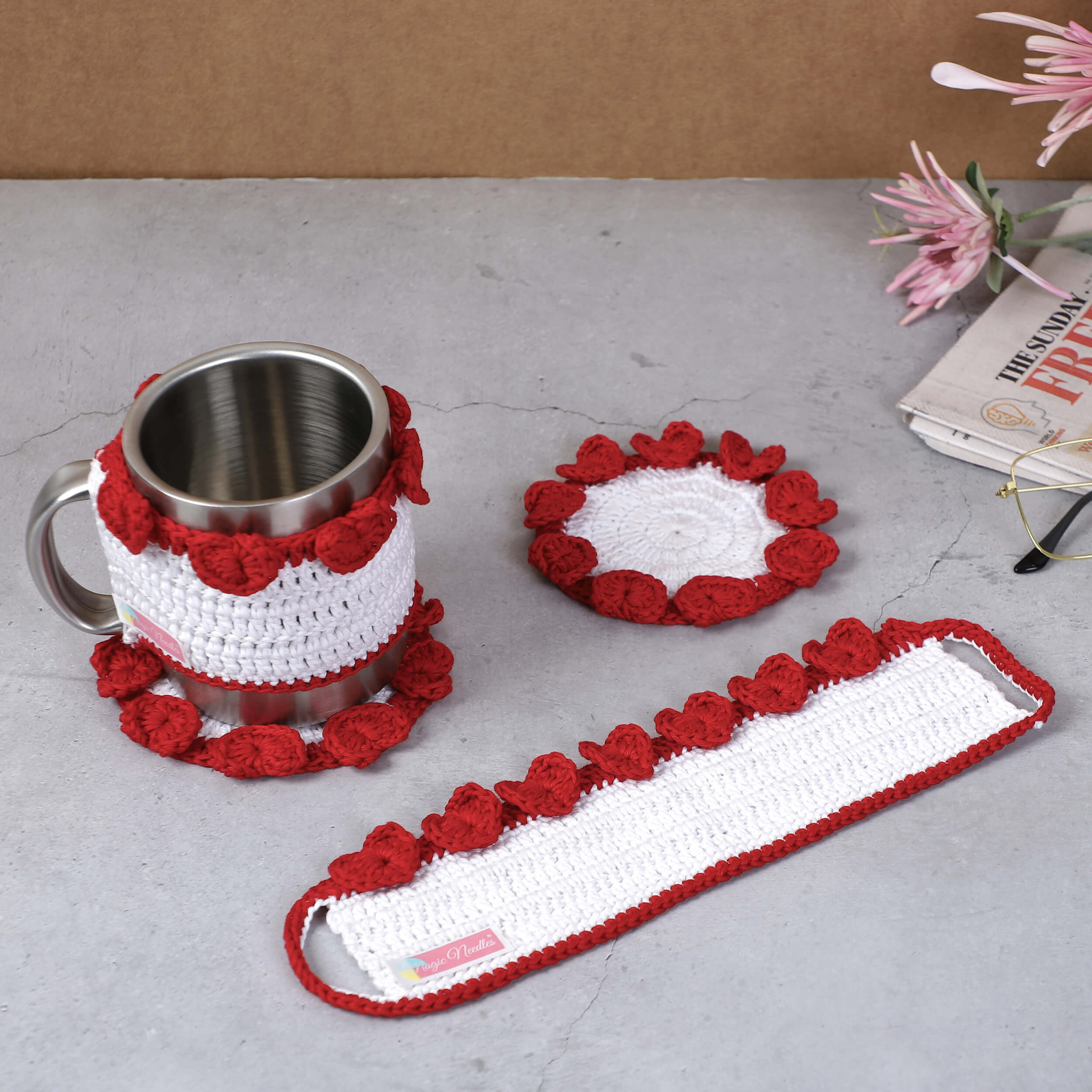 Crochet Cup Cozy and Coaster Set - 10598