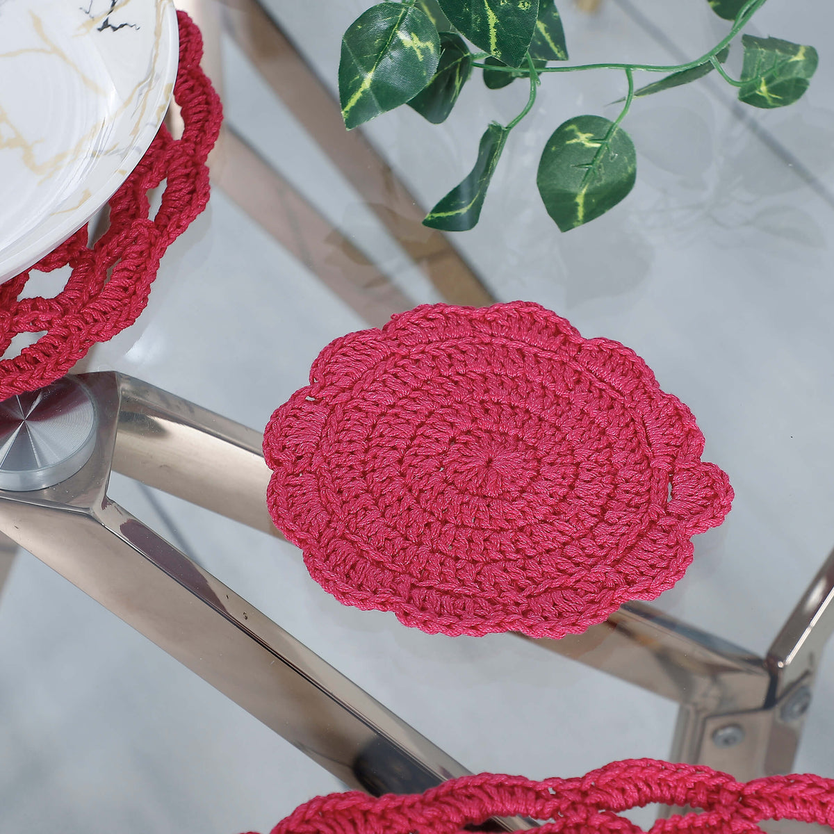 Handmade Placemats & Coasters Set - 10601 Rose Pink