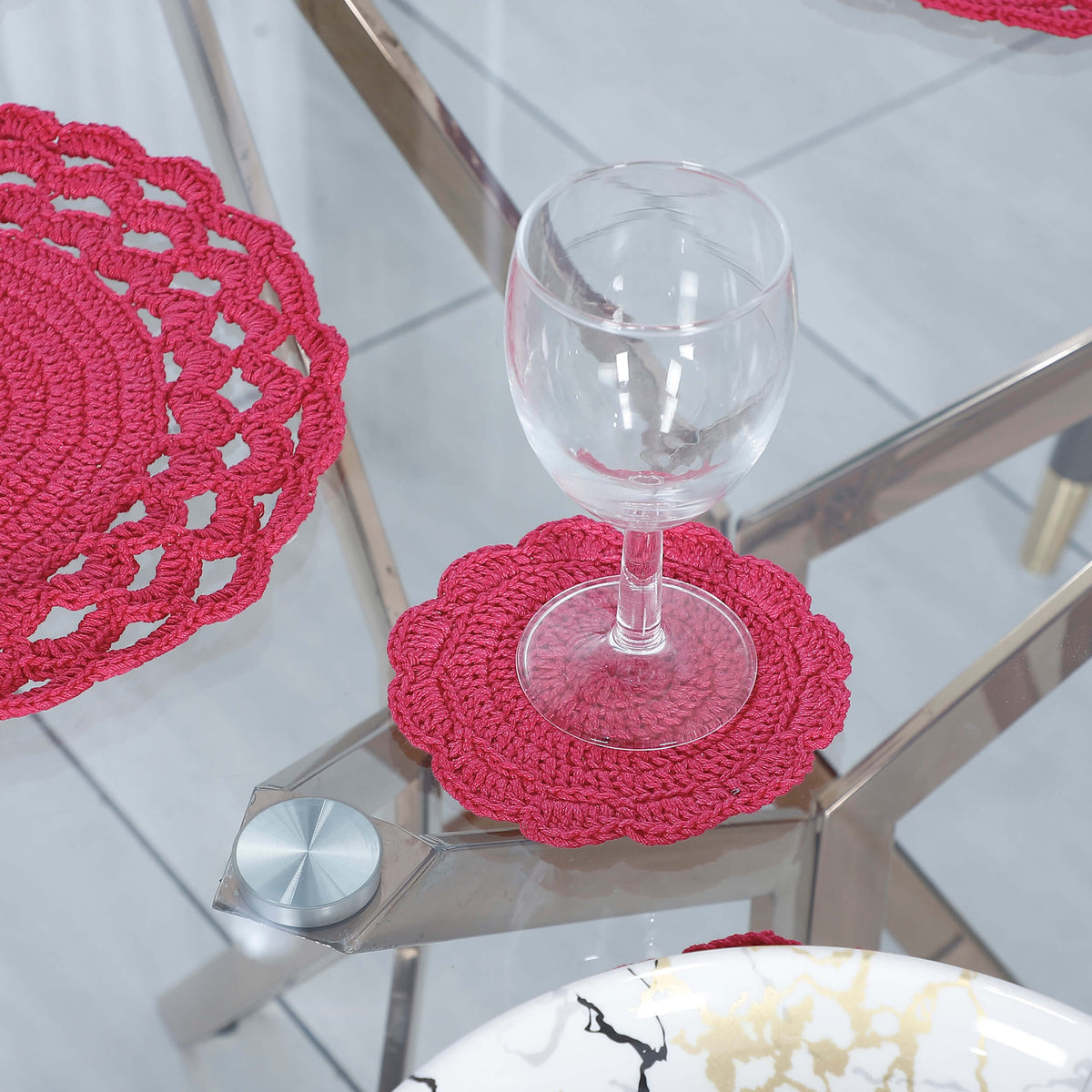 Handmade Placemats & Coasters Set - 10601 Rose Pink