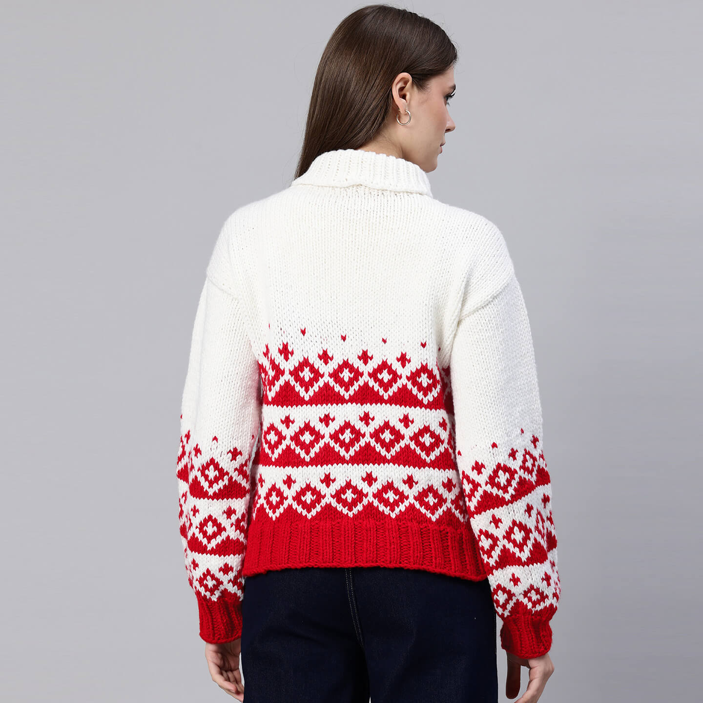 Handmade Knitted Icelandic Design Pullover - 10603