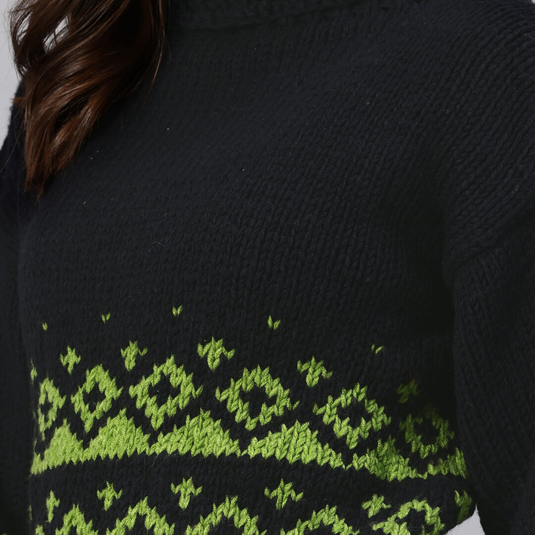 Handmade Knitted Icelandic Design Pullover - 10604