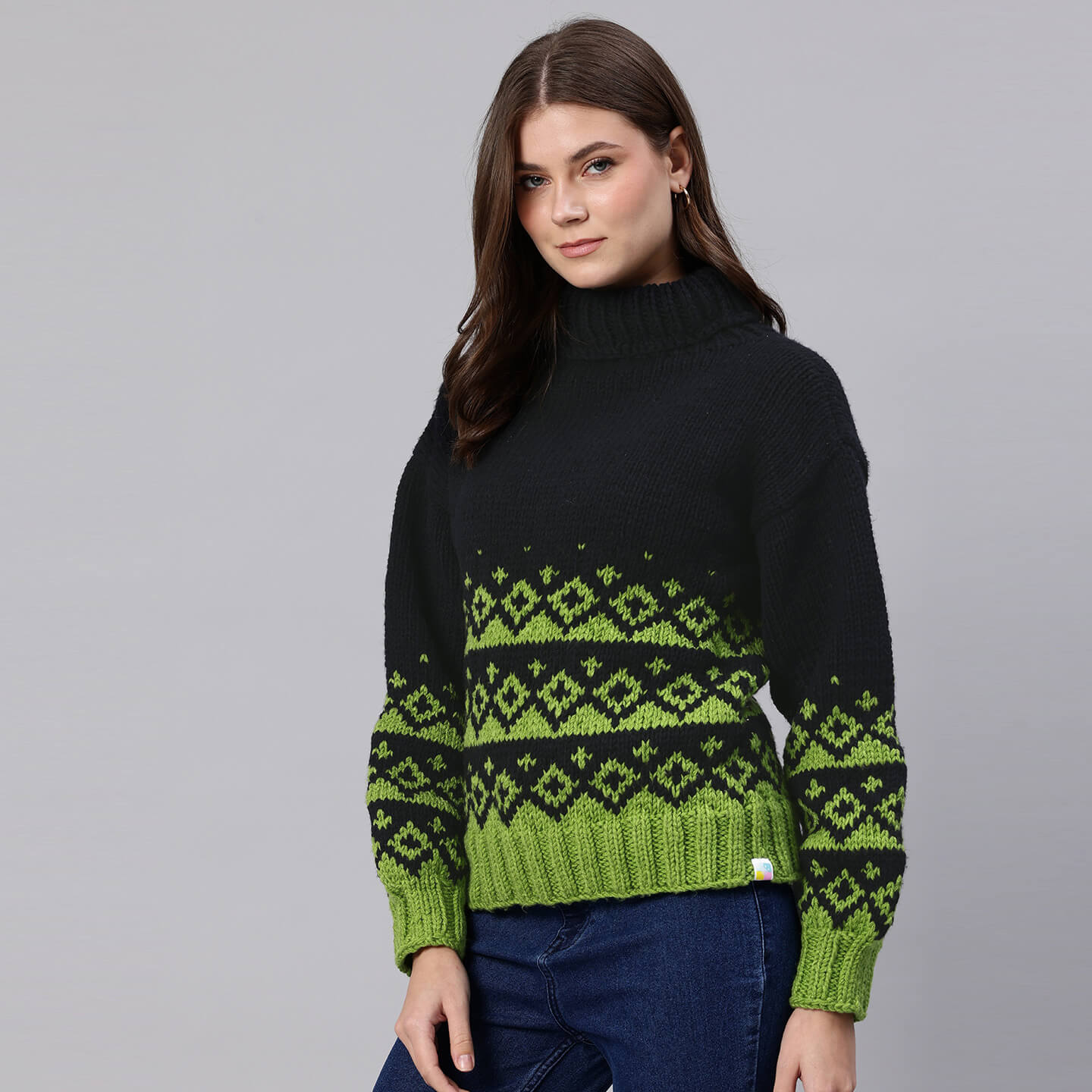 Handmade Knitted Icelandic Design Pullover - 10604
