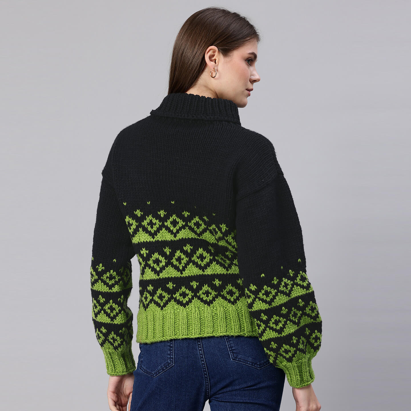 Handmade Knitted Icelandic Design Pullover - 10604