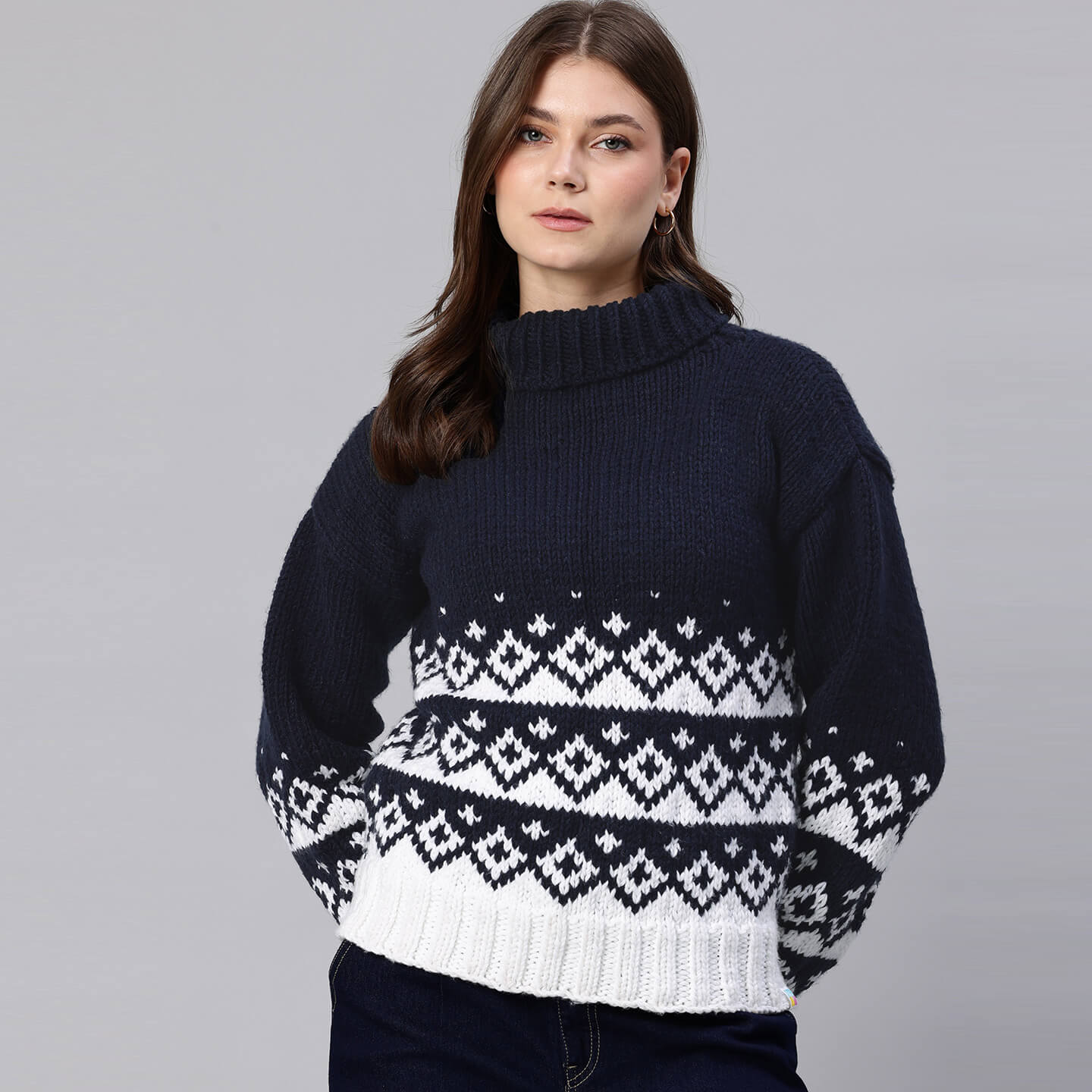 Handmade Knitted Icelandic Design Pullover - 10605