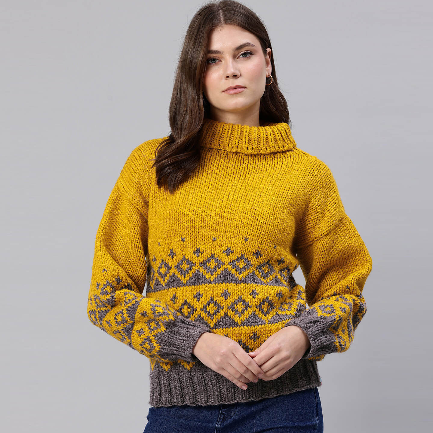 Handmade Knitted Icelandic Design Pullover - 10606