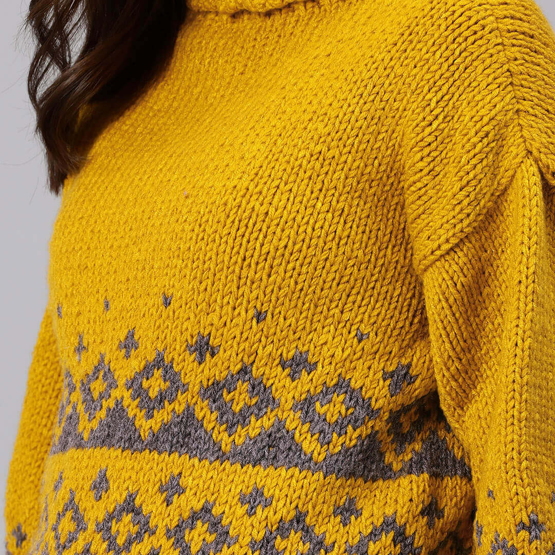 Handmade Knitted Icelandic Design Pullover - 10606