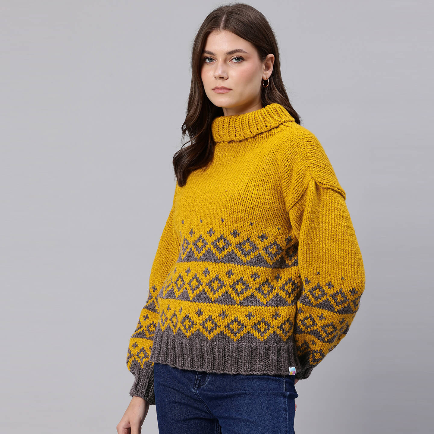 Handmade Knitted Icelandic Design Pullover - 10606
