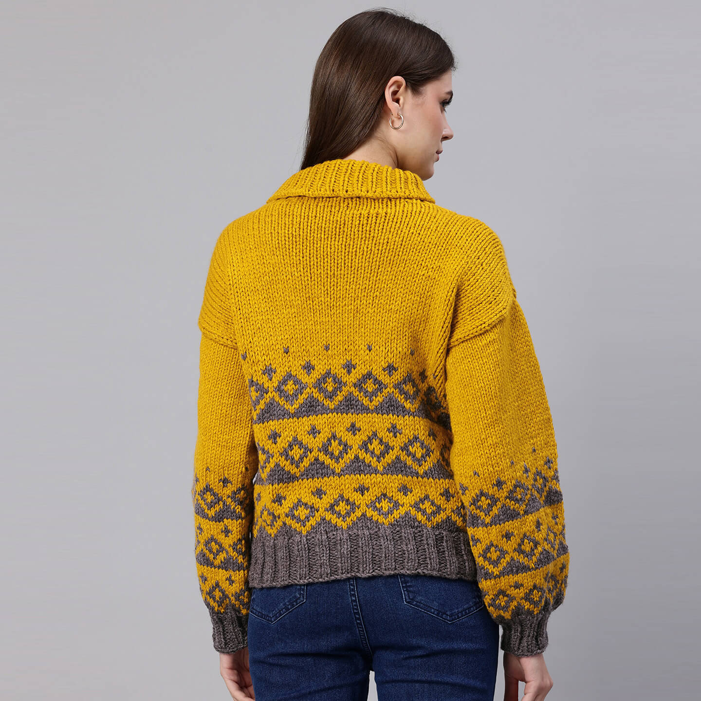 Handmade Knitted Icelandic Design Pullover - 10606