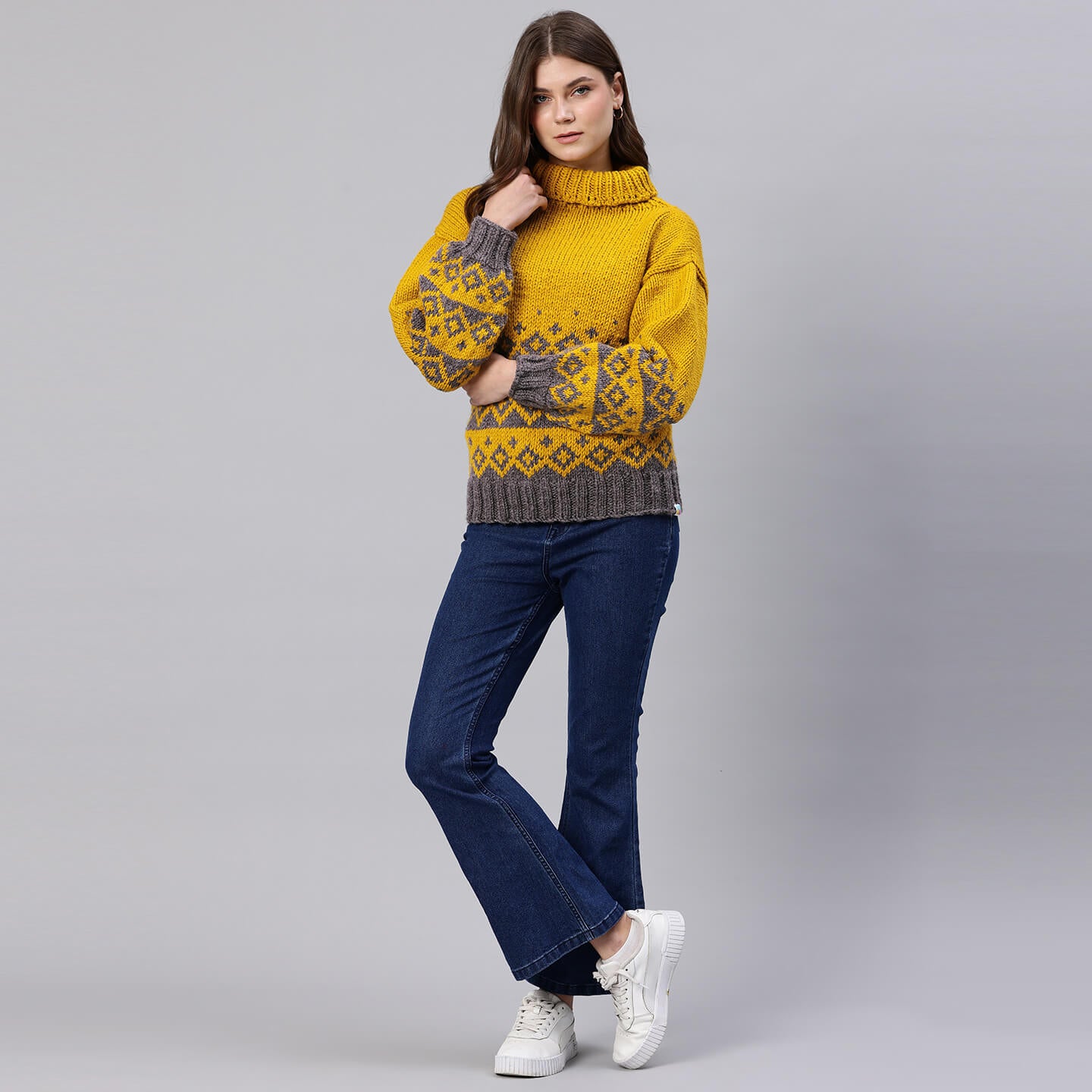 Handmade Knitted Icelandic Design Pullover - 10606