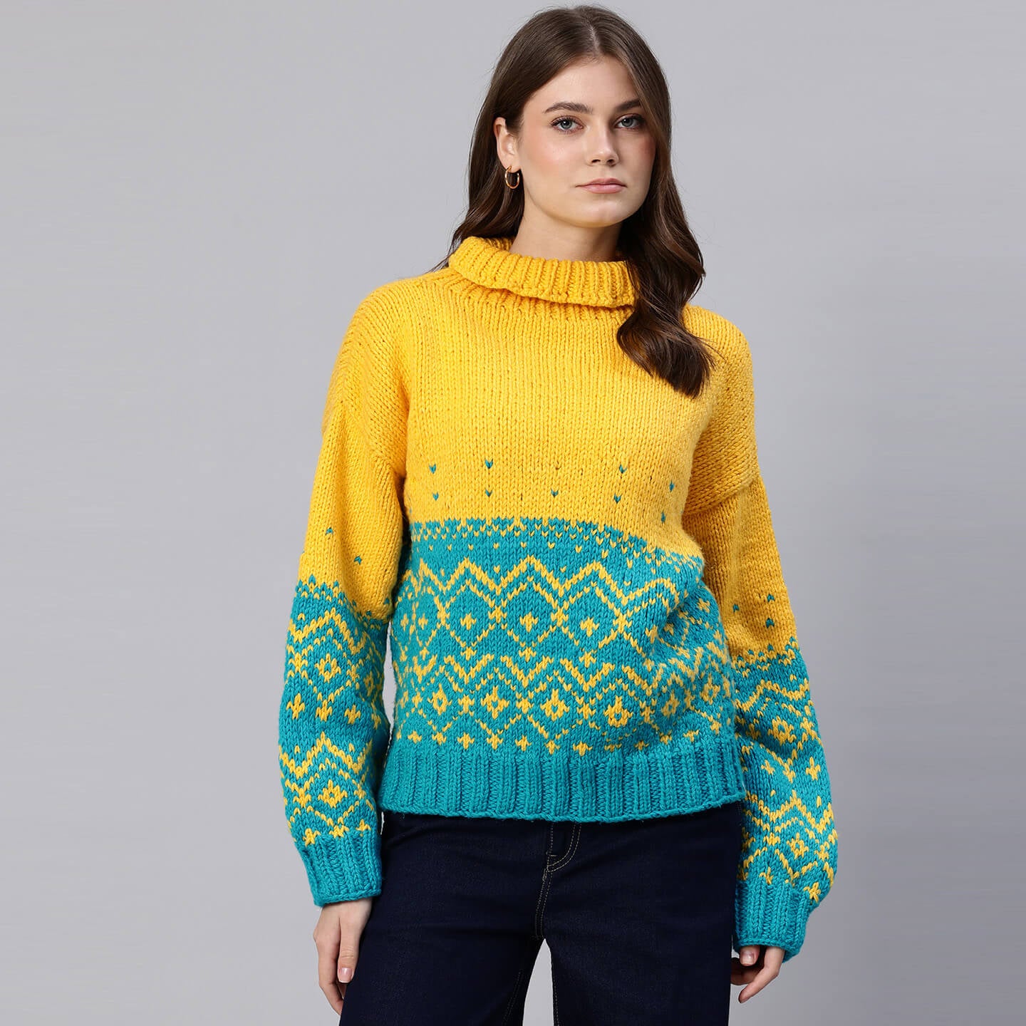 Handmade Knitted Icelandic Design Pullover - 10607