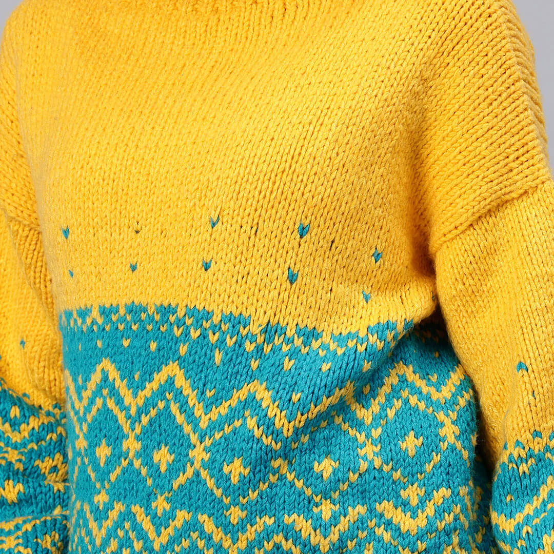 Handmade Knitted Icelandic Design Pullover - 10607