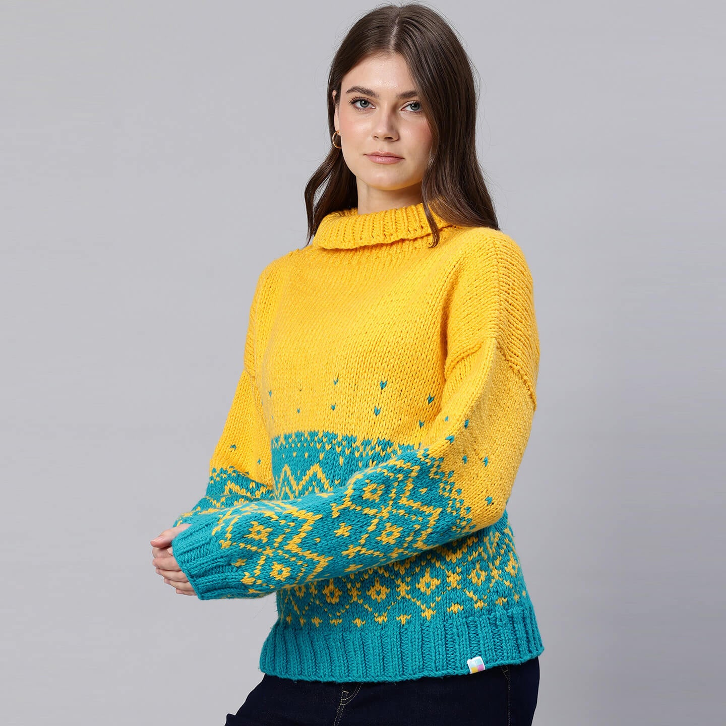 Handmade Knitted Icelandic Design Pullover - 10607
