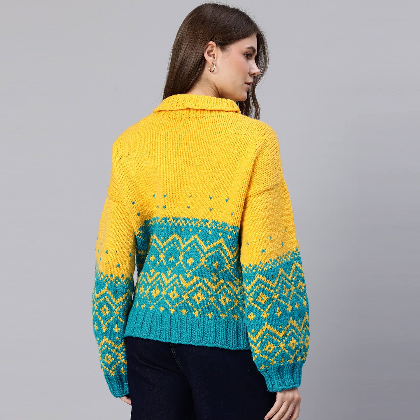 Handmade Knitted Icelandic Design Pullover - 10607