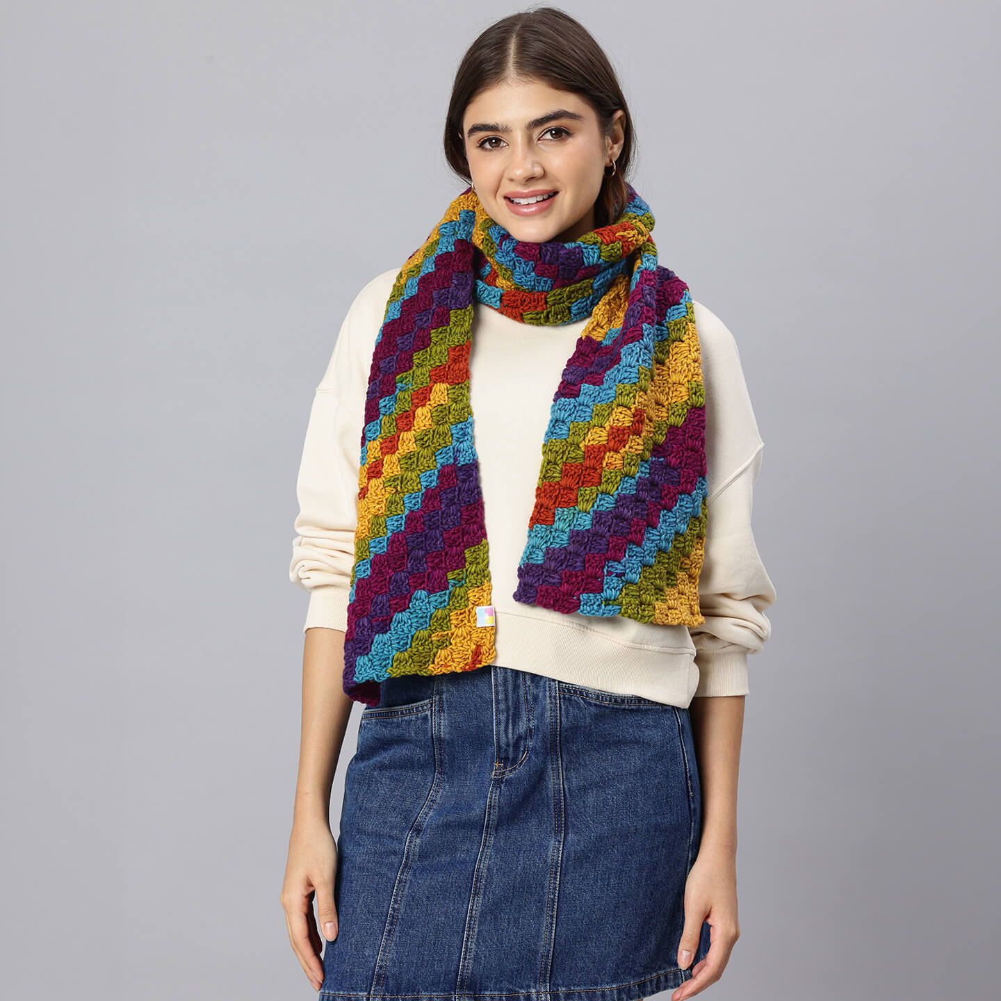 Corner to Corner Multi-Shaded Crochet Scarf - 10609