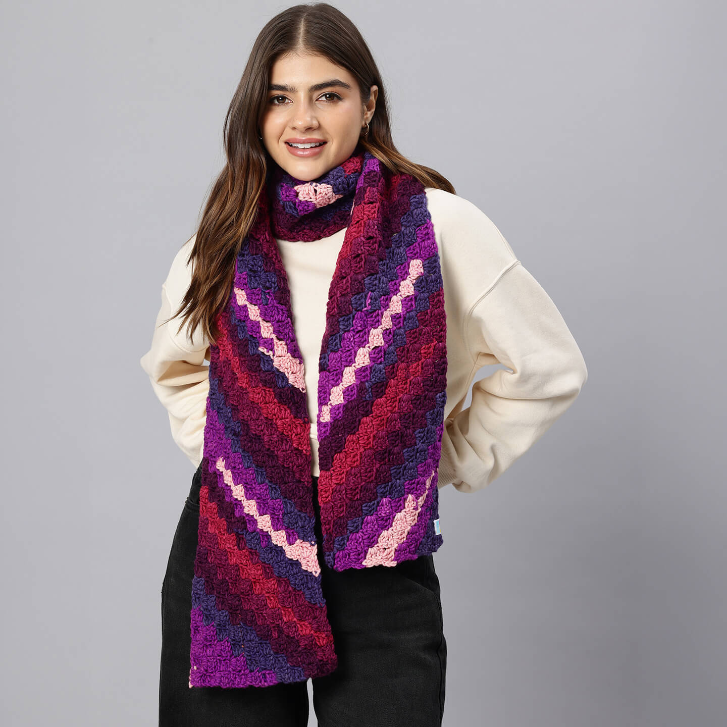 Corner to Corner Multi-Shaded Crochet Scarf - 10610