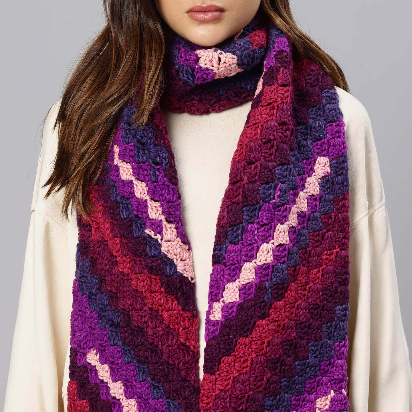 Corner to Corner Multi-Shaded Crochet Scarf - 10610
