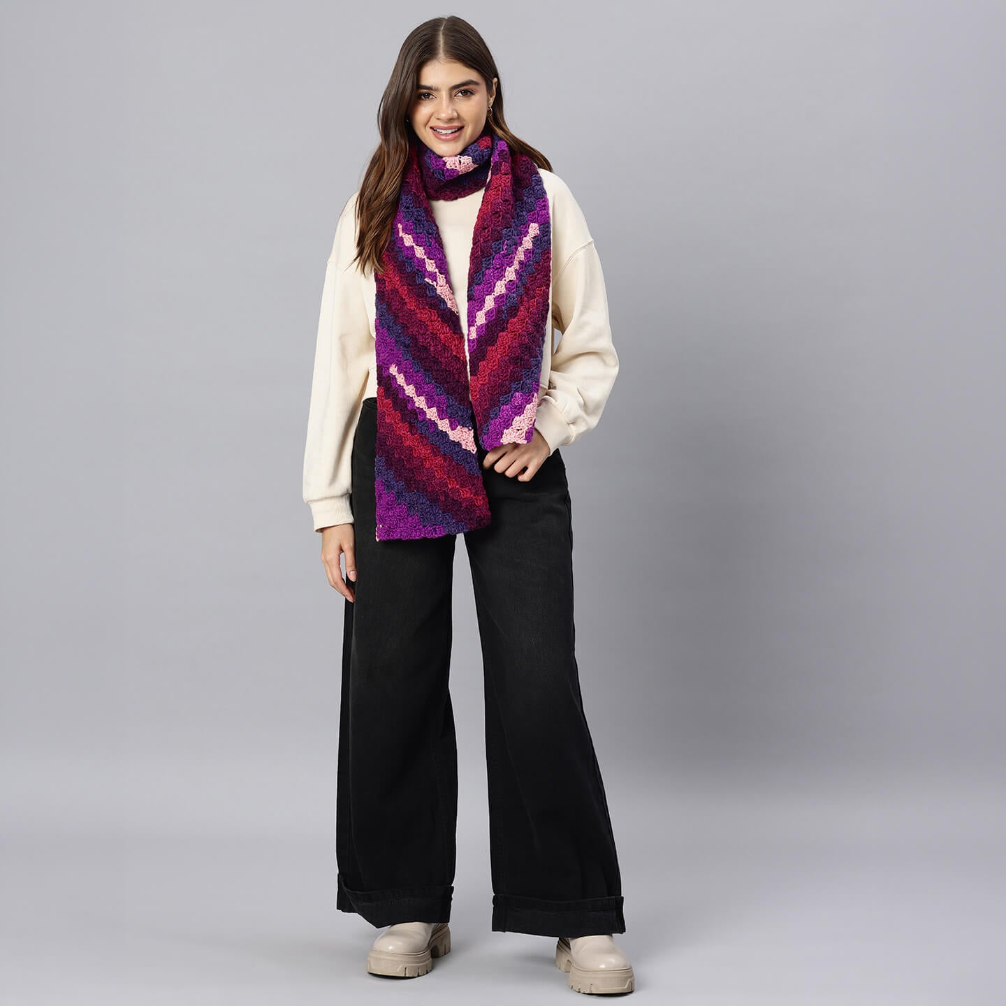Corner to Corner Multi-Shaded Crochet Scarf - 10610
