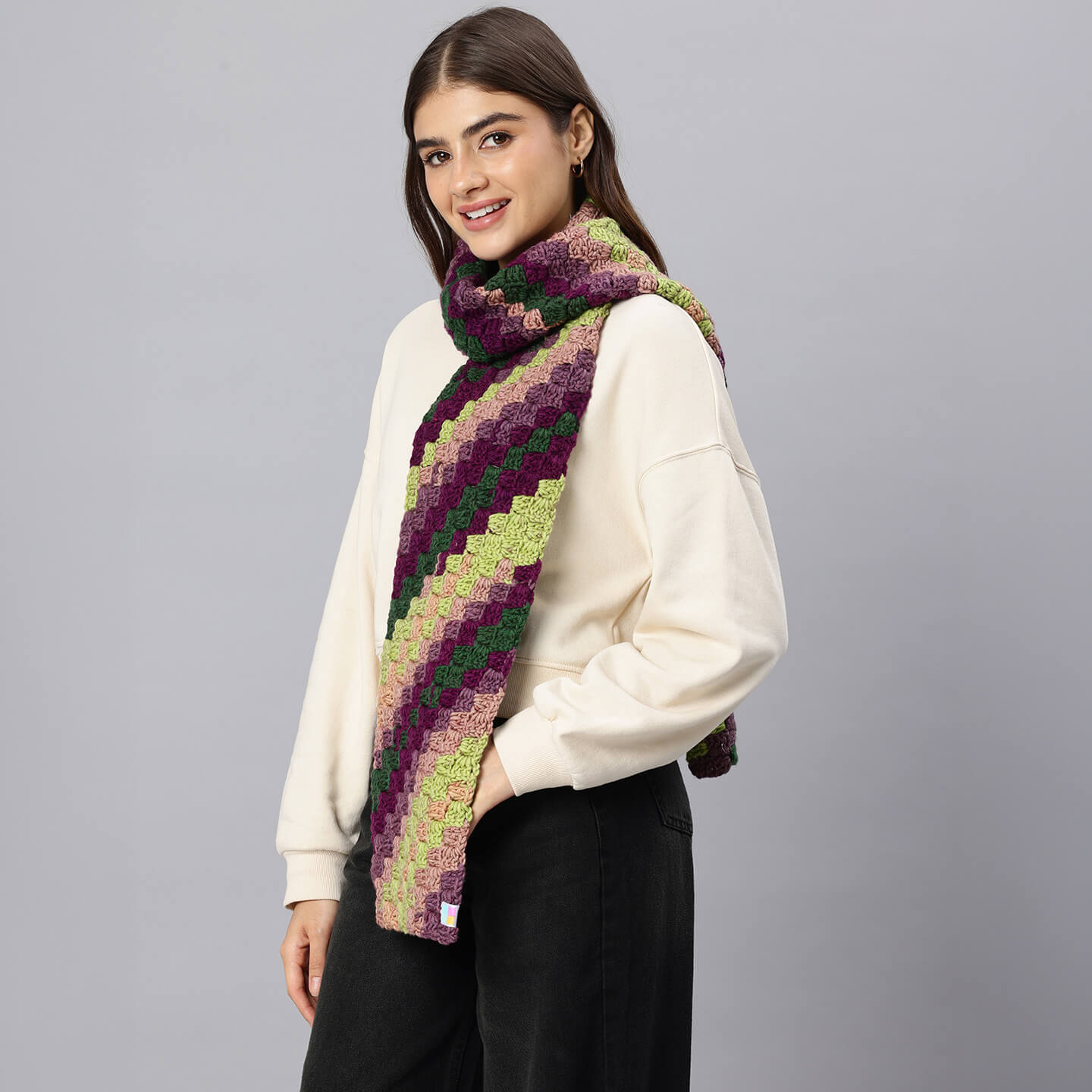 Corner to Corner Multi-Shaded Crochet Scarf - 10612