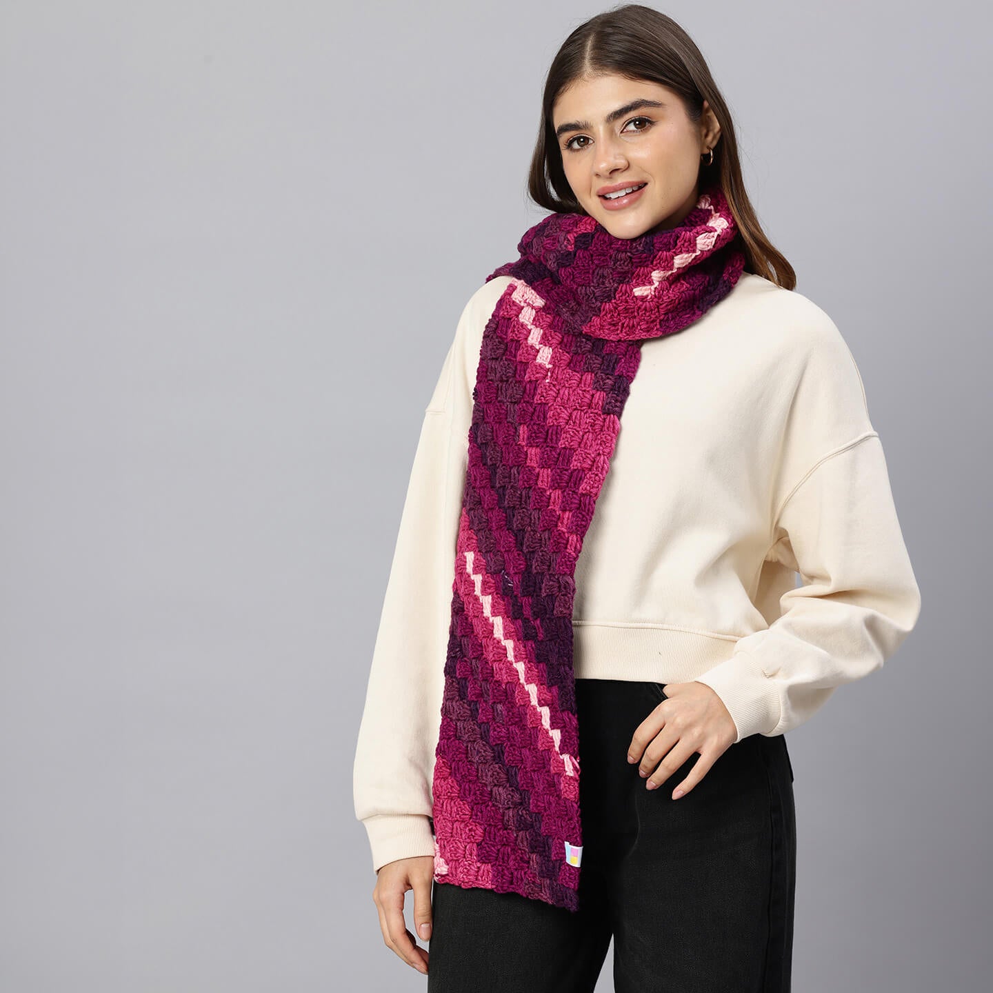 Corner to Corner Multi-Shaded Crochet Scarf - 10613